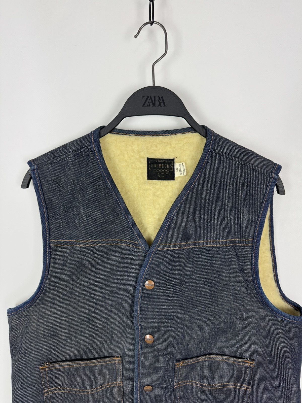 Vintage 80-90’s Vintage Roebucks Sears Denim Sherpa Vest Jacket Size US M / EU 48-50 / 2 - 2 Thumbnail