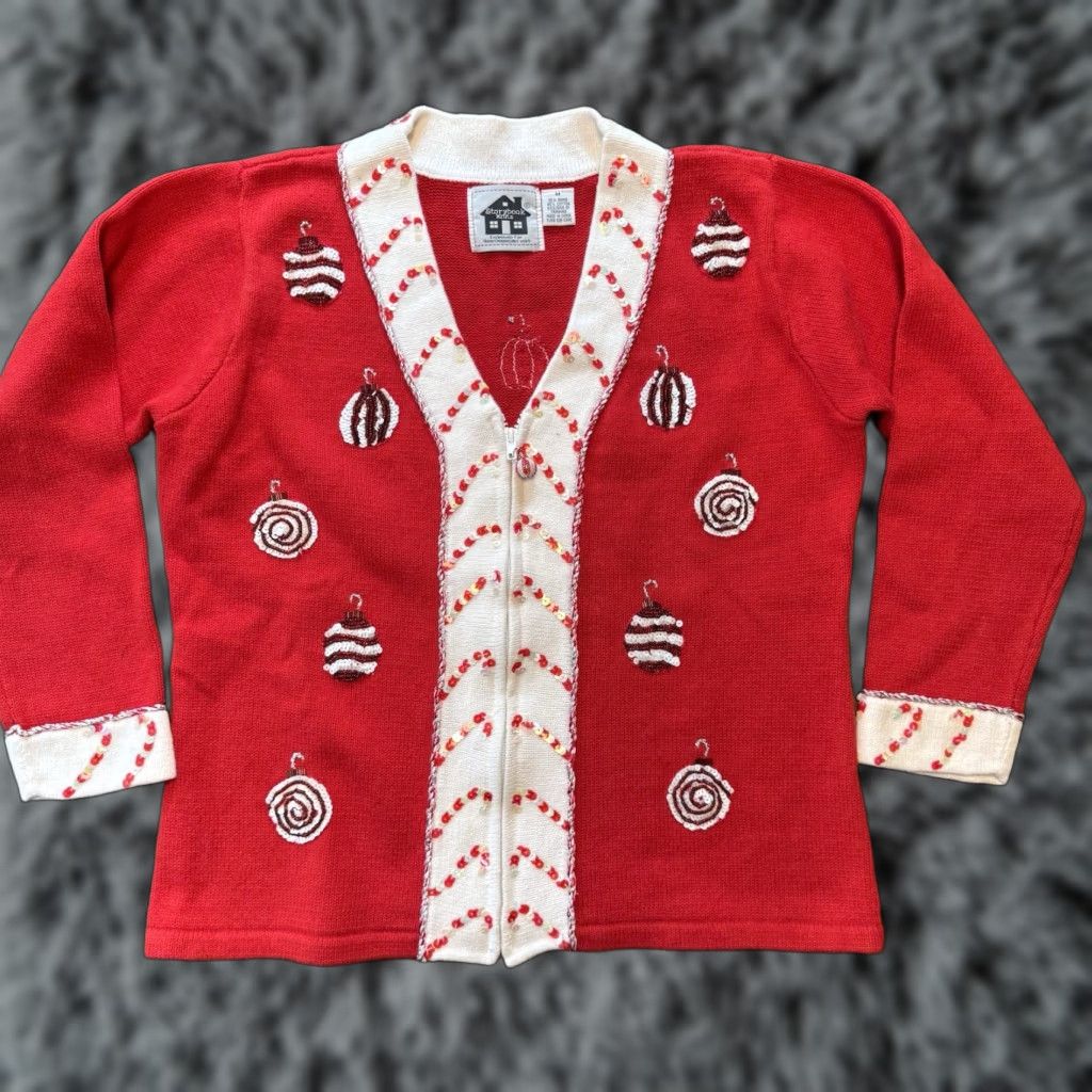 Vintage VINTAGE Storybook Knits Christmas Zip Sweater Women’s Medium Cardigan Knit Size M / US 6-8 / IT 42-44 - 1 Thumbnail