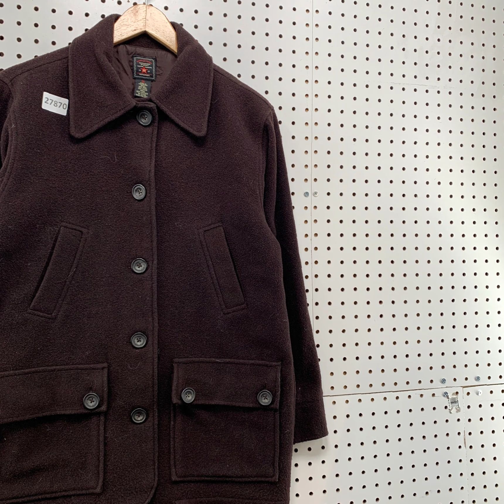 American Eagle Outfitters American Eagle Wool Coat Womens Small Brown Jacket Women's Wool Coat Pea Coat Collared 21.5X29.5 Regular Size Type: Regular Size S / US 4 / IT 40 - 4 Thumbnail