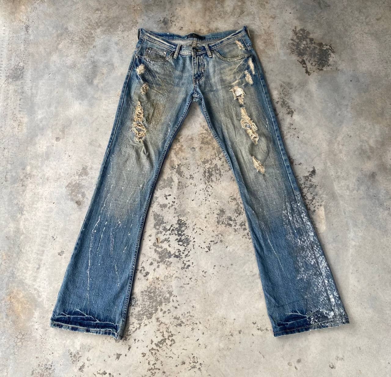 Japanese Brand FLARE Midas Japan "Gimmick" Distressed Grunge Cyber Punk Size US 29 - 2 Thumbnail