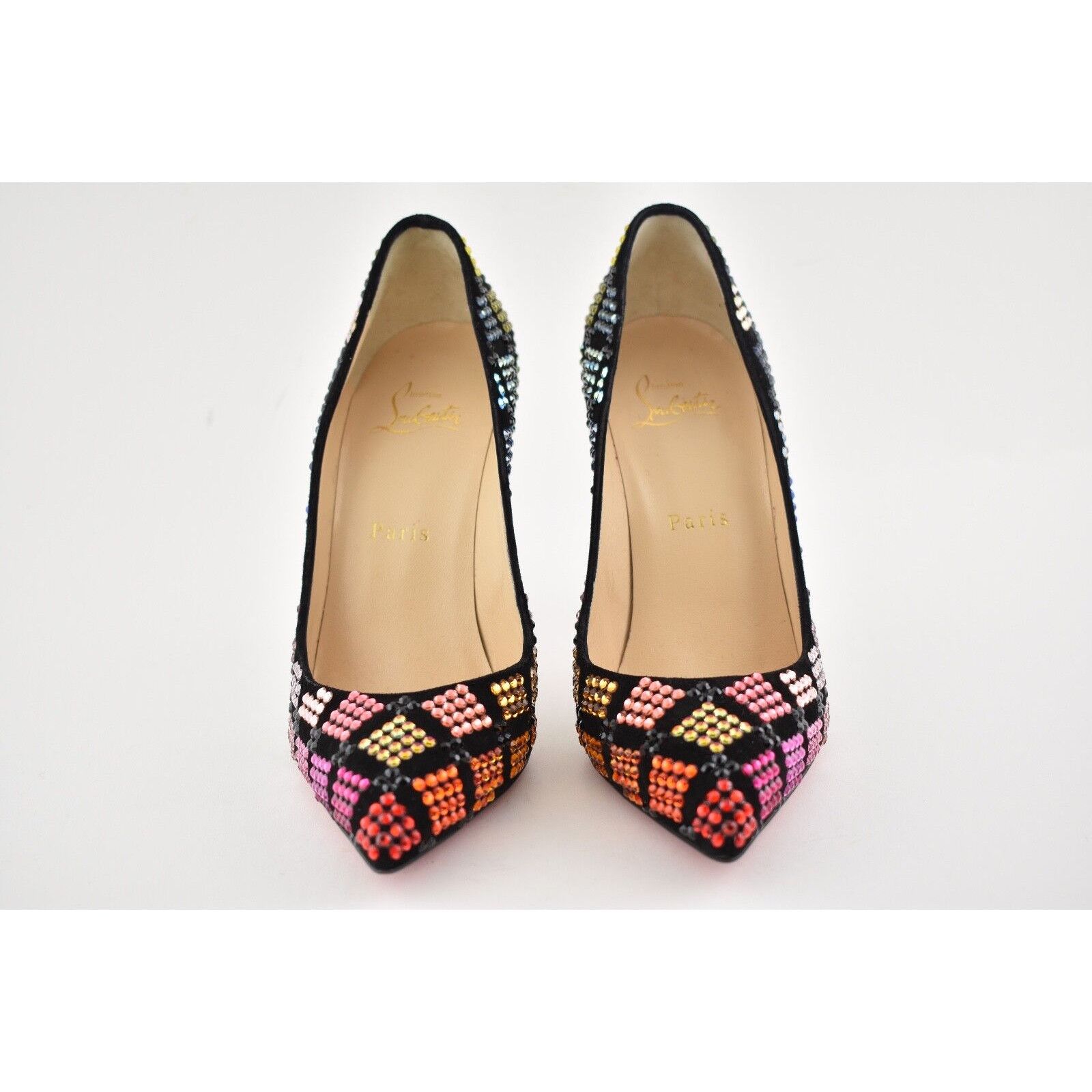 Christian Louboutin Arletta 100 Black Suede Red Strass Pigalle Heel Pump 36.5 Size US 6.5 / IT 36.5 - 6 Thumbnail