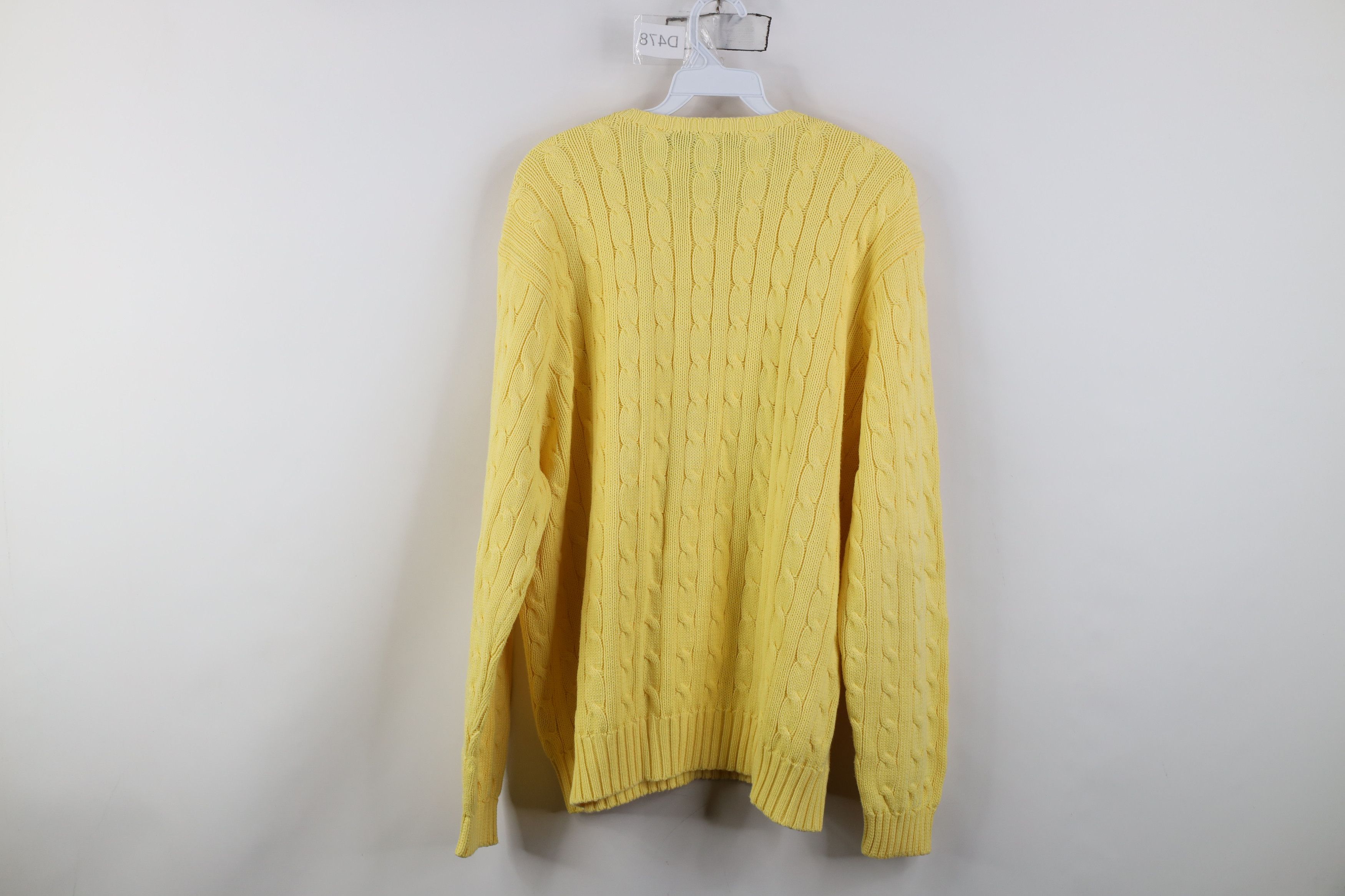 Ralph Lauren Vintage 90s Ralph Lauren Cable Knit Crewneck Sweater Yellow Size US XL / EU 56 / 4 - 8 Thumbnail