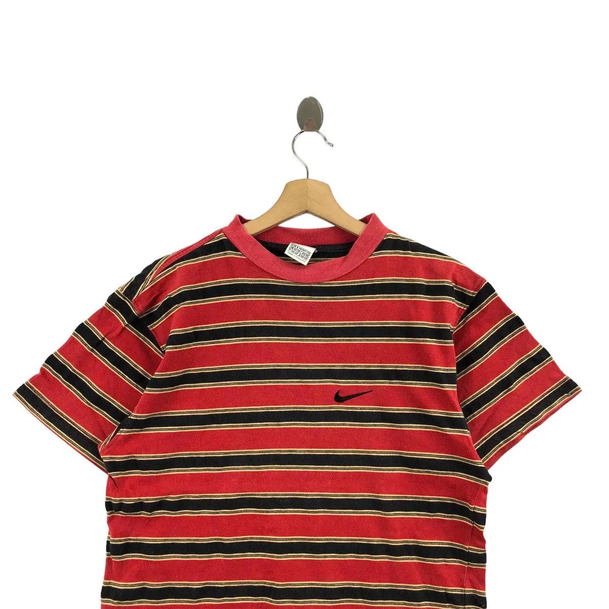 Nike Vintage 90’ NIKE SWOOSH Center Logo Striped Tee Shirt Gray Size US M / EU 48-50 / 2 - 4 Thumbnail