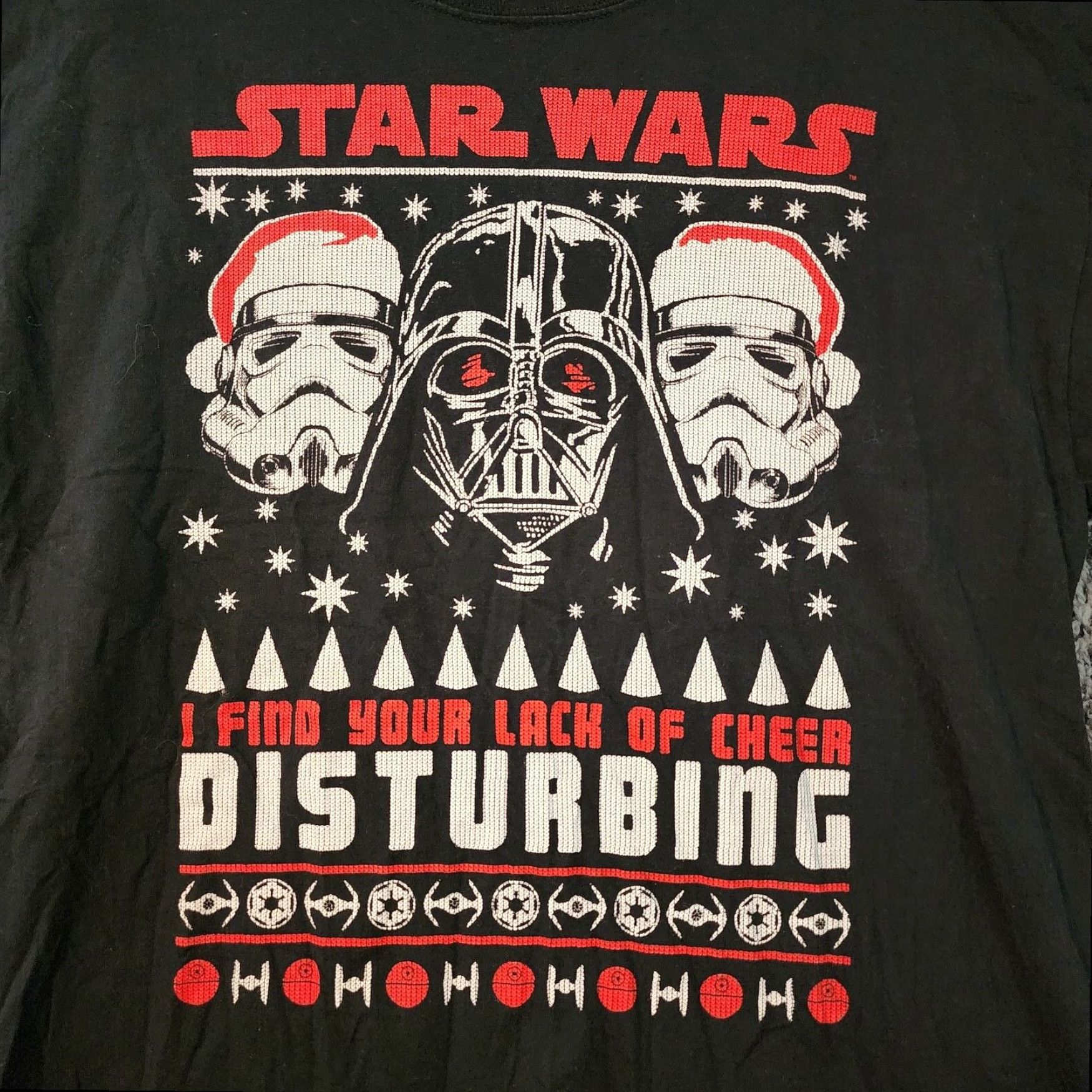 Vintage Star Wars Black Christmas T-Shirt Mens Large Darth Vader Stormtrooper Fifth Sun Size US L / EU 52-54 / 3 - 2 Thumbnail