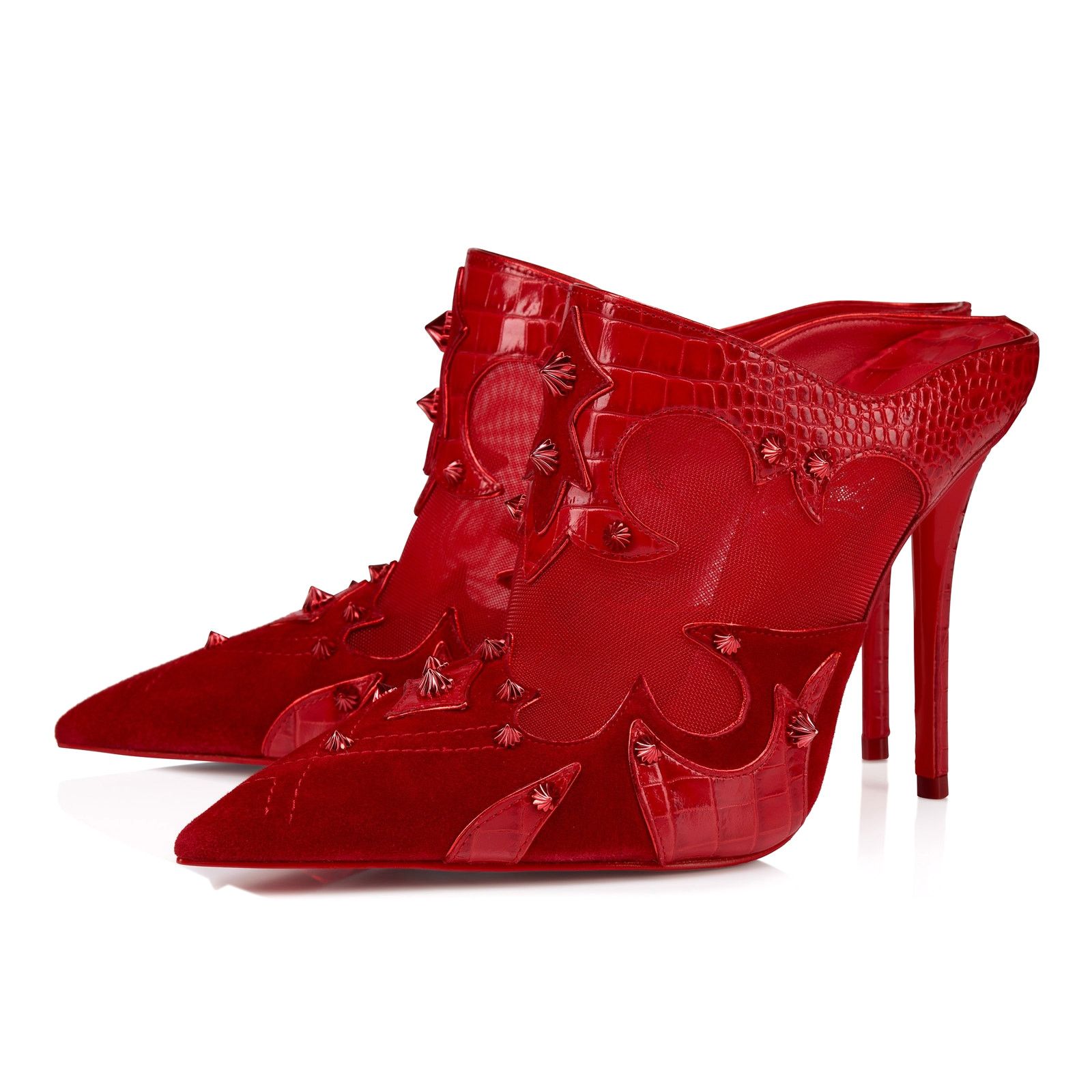 Christian Louboutin Christian Louboutin Red Mulatiag 100 Suede Mule Pumps 37 Size US 7 / IT 37 - 3 Thumbnail