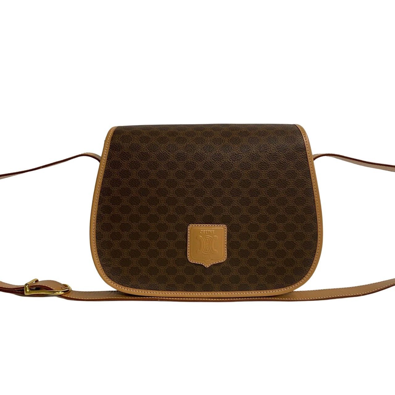 image of Celine Macadam Canvas Crossbody Bag in Brown, Women's