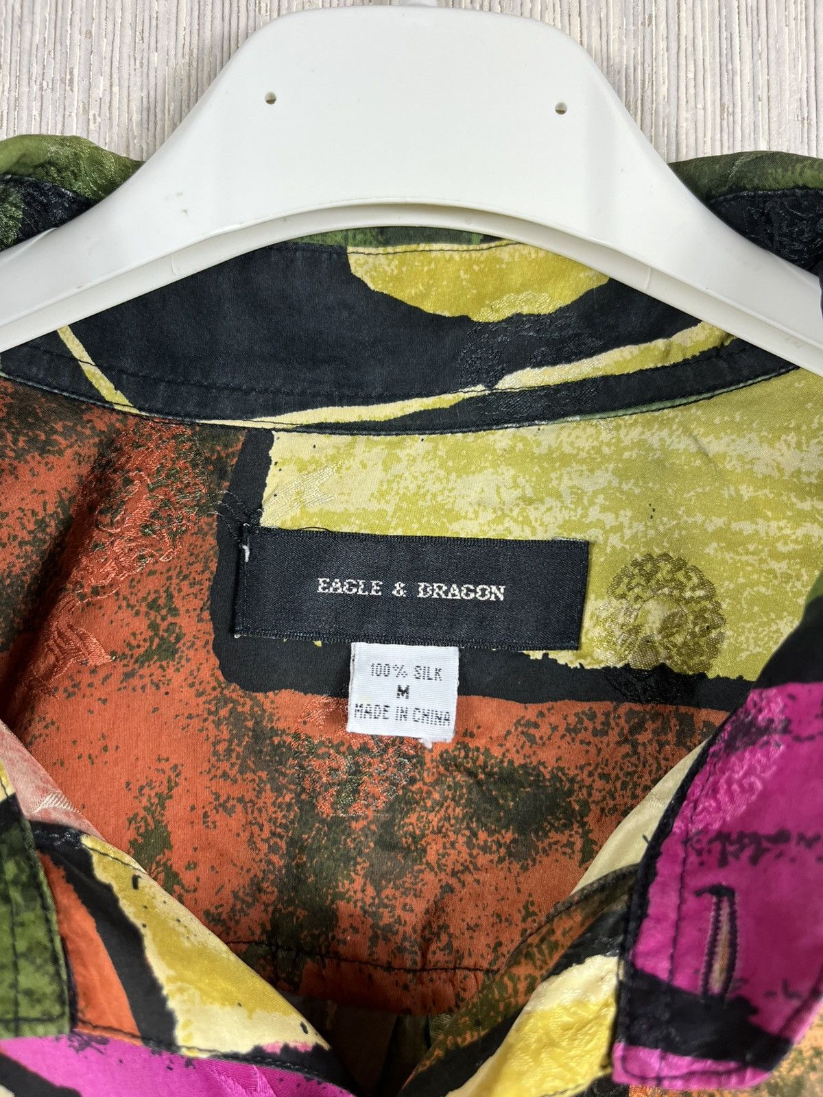 Japanese Brand Vintage Eagle & Dragon patterned crazy silk shirt Japanese Size US M / EU 48-50 / 2 - 9 Thumbnail