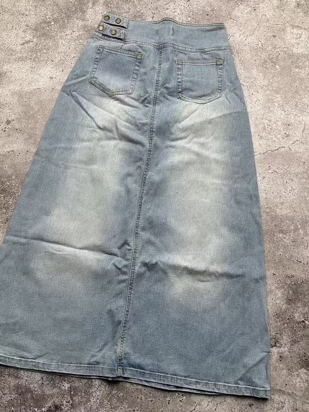 Japanese Brand Vintage Denim Flare Skirt C363(V308) Size 25" / US 0 / IT 36 - 6 Thumbnail