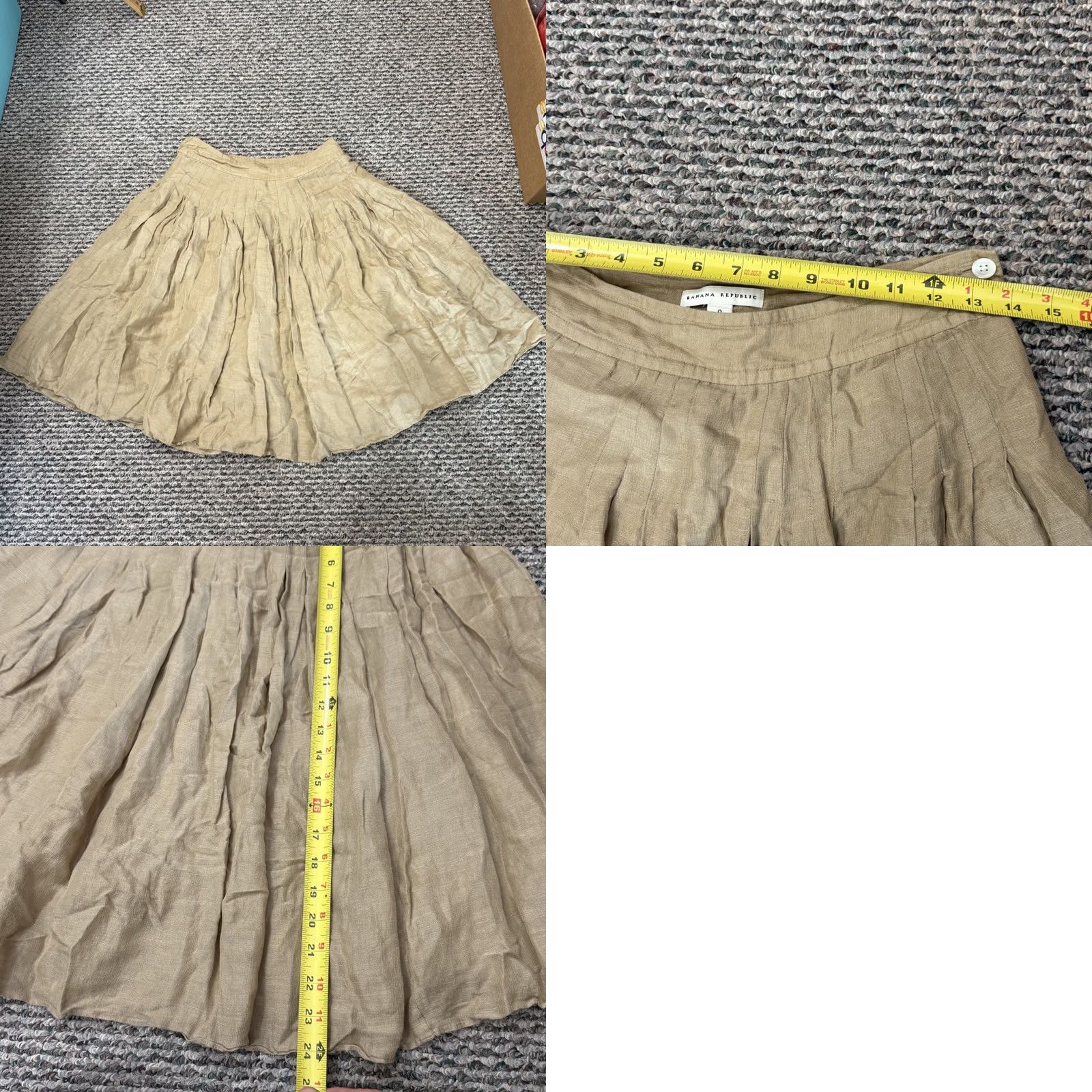 Banana Republic Banana Republic Skirt Womens 0 Gold A Line Pleated Silk Linen Boho Evening Wedding Party/Cocktail Casual Workwear Vintage No Size 25" / US 0 / IT 36 - 8 Thumbnail