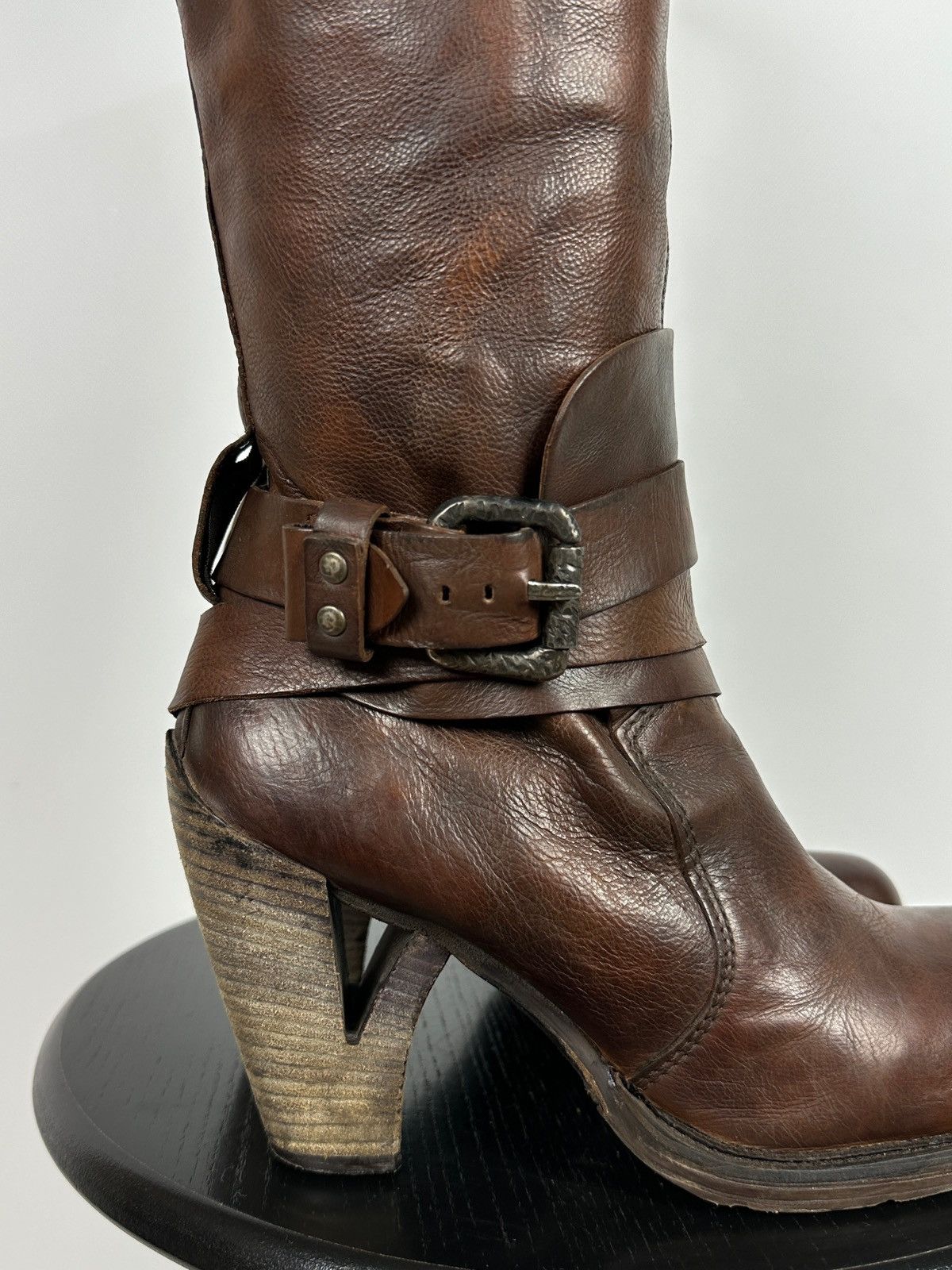 A.S.98 A.S.98. Airstep Brown Leather Knee High Boots Moto Style Size US 9 / IT 39 - 16 Thumbnail