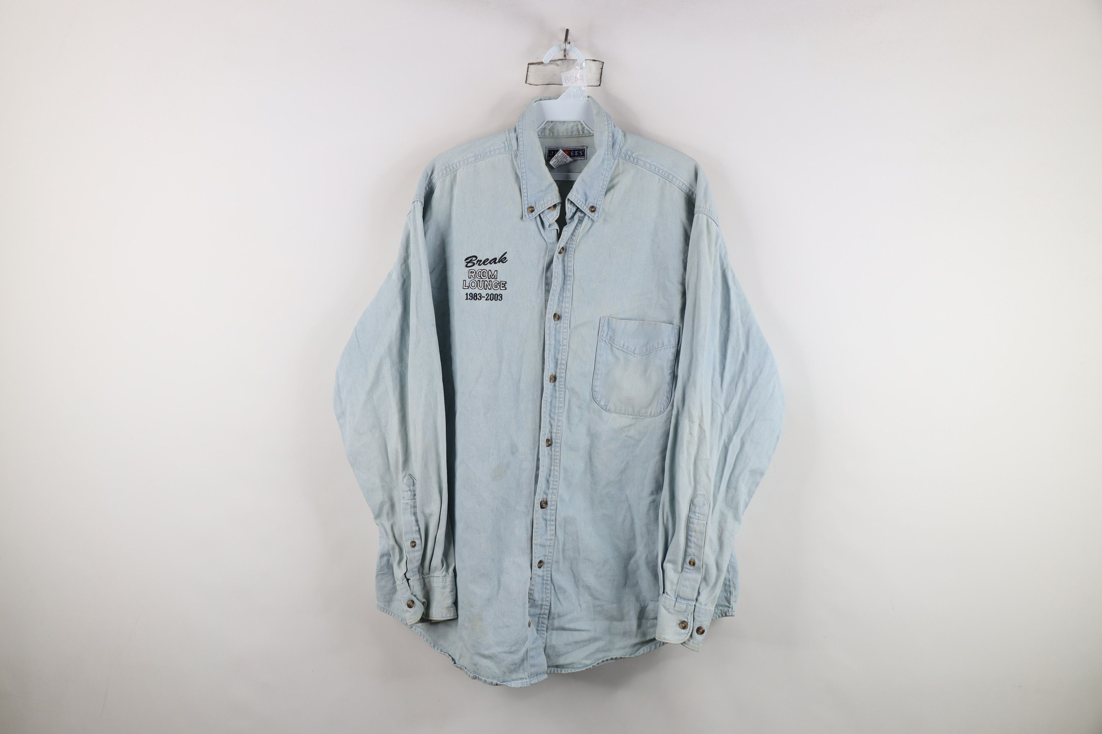 Vintage Vintage Y2K 2003 Break Room Lounge Denim Jean Button Shirt Size US L / EU 52-54 / 3 - 1 Thumbnail