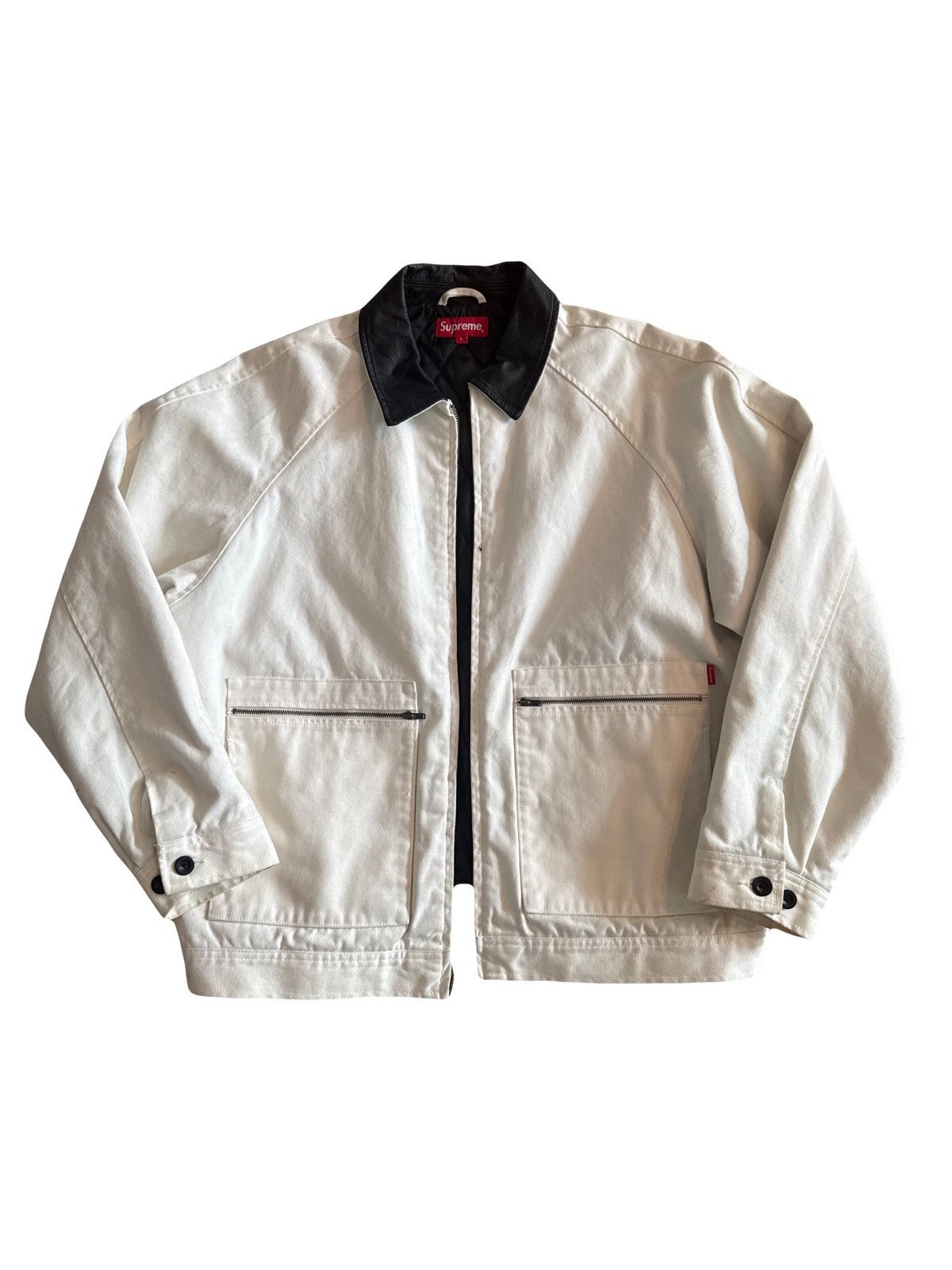 Supreme Supreme white leather collar work jacket FW20 Size US L / EU 52-54 / 3 - 1 Thumbnail