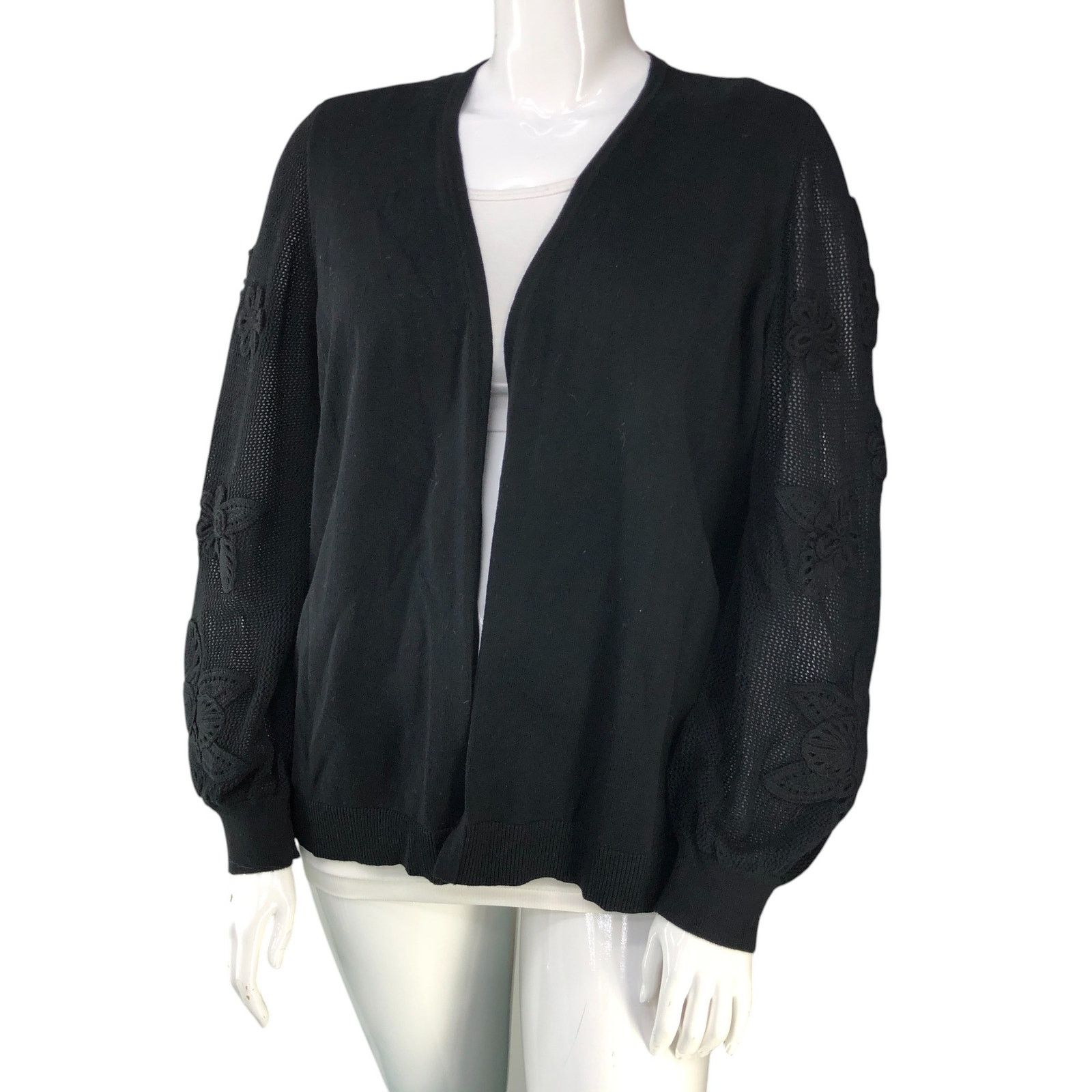 Chicos Chicos Size 4 US XXL Cardigan 3D Applique Crochet Open Front Size XXL / US 16-18 / IT 52-54 - 1 Thumbnail