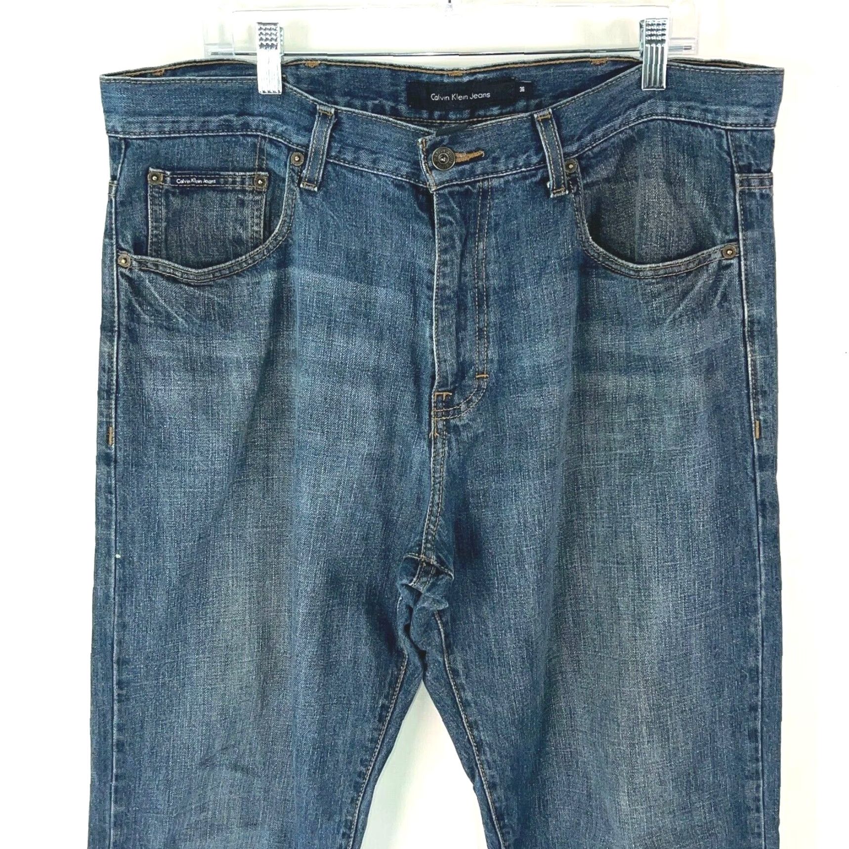 Calvin Klein Calvin Klein Jeans Mens Straight Denim 36X30 Blue Mid Rise Stretch 5-Pocket Jeans Mens Regular Size 36X30 Size US 38 / EU 54 - 3 Thumbnail