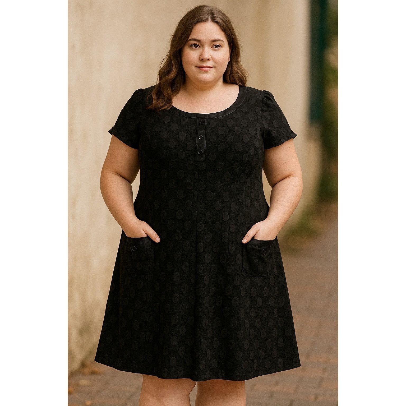 Other Retro Vintage-Inspired Black Polka Dot Short Sleeve Dress 16 Size XXL / US 16-18 / IT 52-54 - 1 Thumbnail