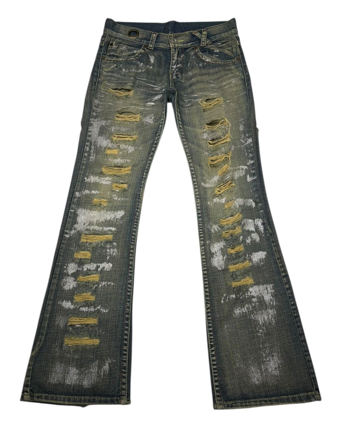 14th Addiction × If Six Was Nine × KMRii FLARE RUSTY RIPPED THRASHED AGATE LABEL MUD WASH DENIM JEANS Size US 32 / EU 48 - 1 Thumbnail