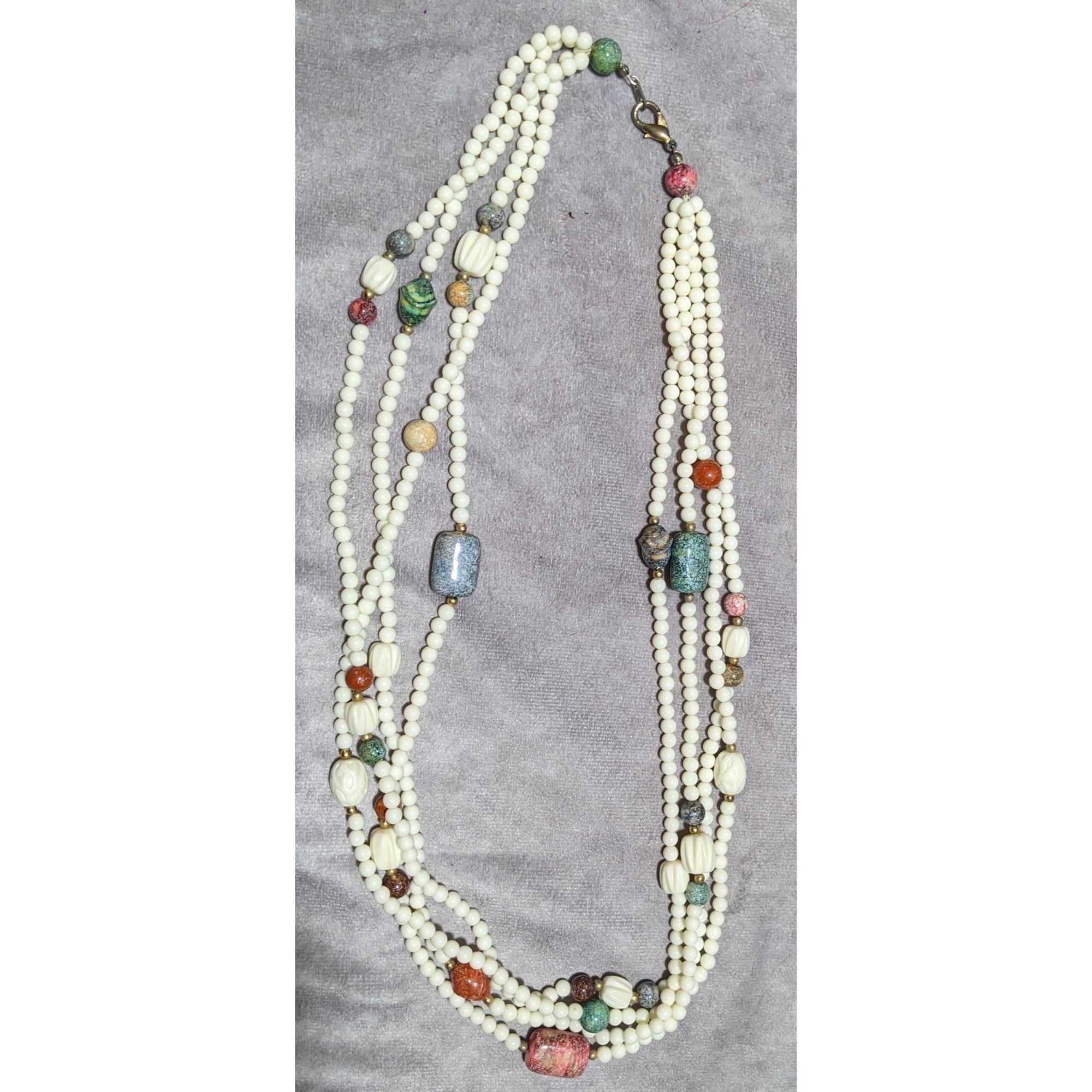 Other Vintage White And Rainbow Beaded Lucite Necklace Size ONE SIZE - 6 Thumbnail