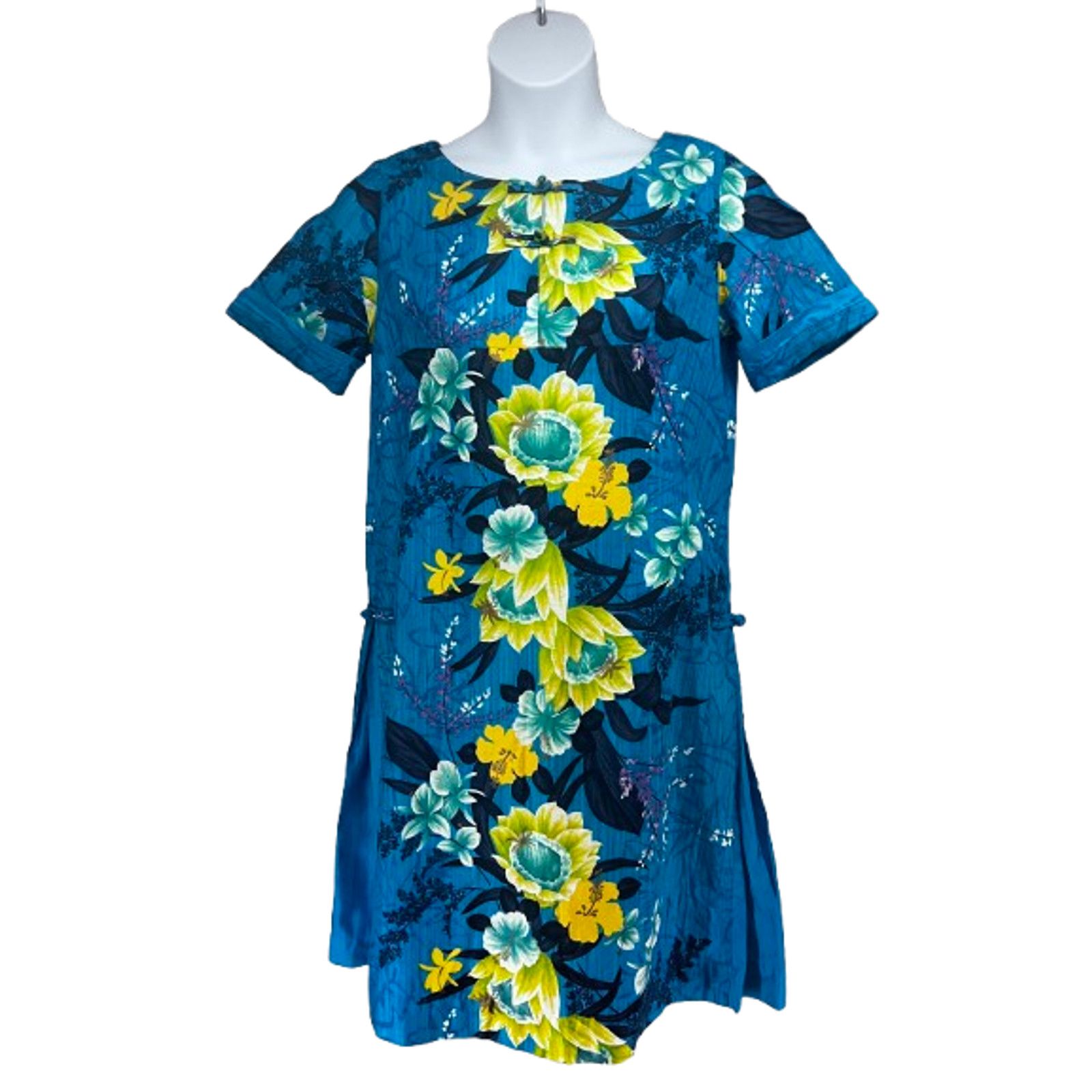 Vintage Vintage Blue Floral Hawaiian Muu Muu Midi Dress M Pockets Size M / US 6-8 / IT 42-44 - 1 Thumbnail