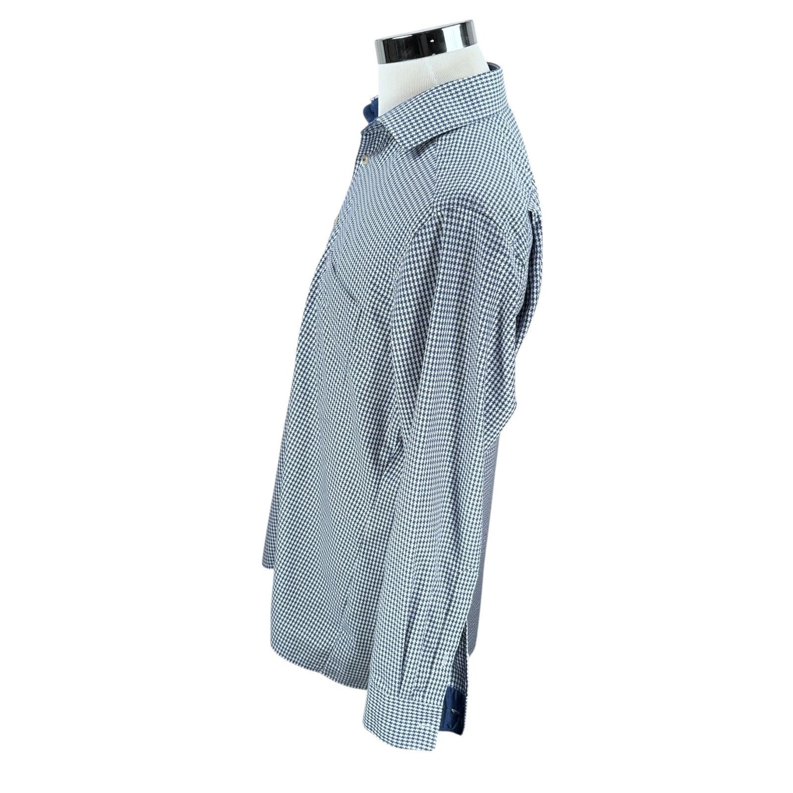Other Olymp Luxor Dress Shirt Mens 16.5 42 Blue Houndstooth Cotton Size US L / EU 52-54 / 3 - 4 Thumbnail