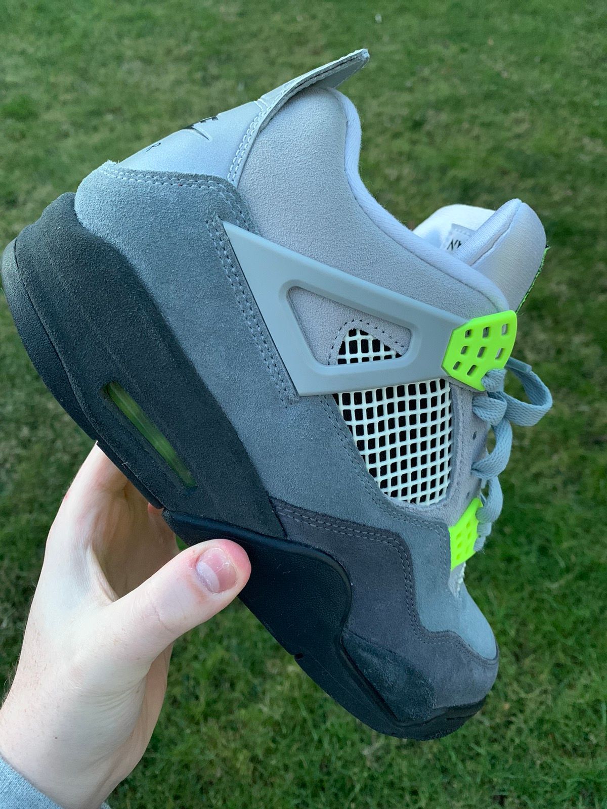 Pre-owned Jordan Brand 4 Retro Se Neon 95 2020 Size 9.5 Shoes In Grey