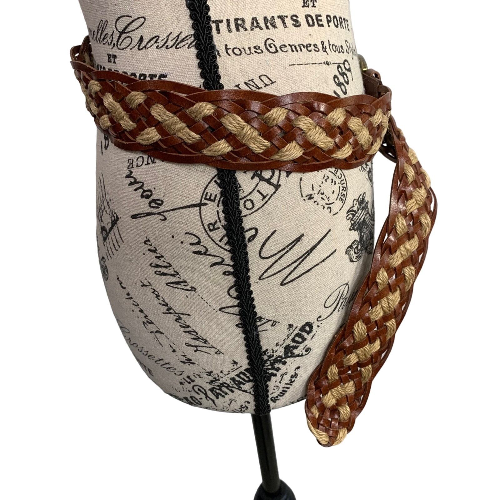 J.Crew J. Crew Women Small Belt Brown Leather Tan Jute Braided Boho Size ONE SIZE - 6 Thumbnail