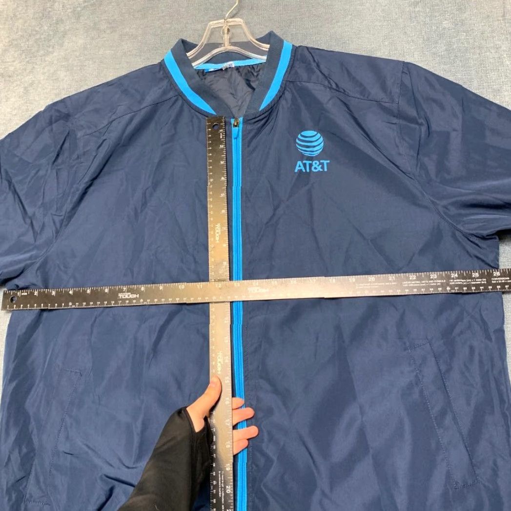 Logo 7 AT&T Bomber Jacket Womens XL Navy Full Zip Pockets Spellout Logo Uniform Work Size XL / US 12-14 / IT 48-50 - 6 Thumbnail