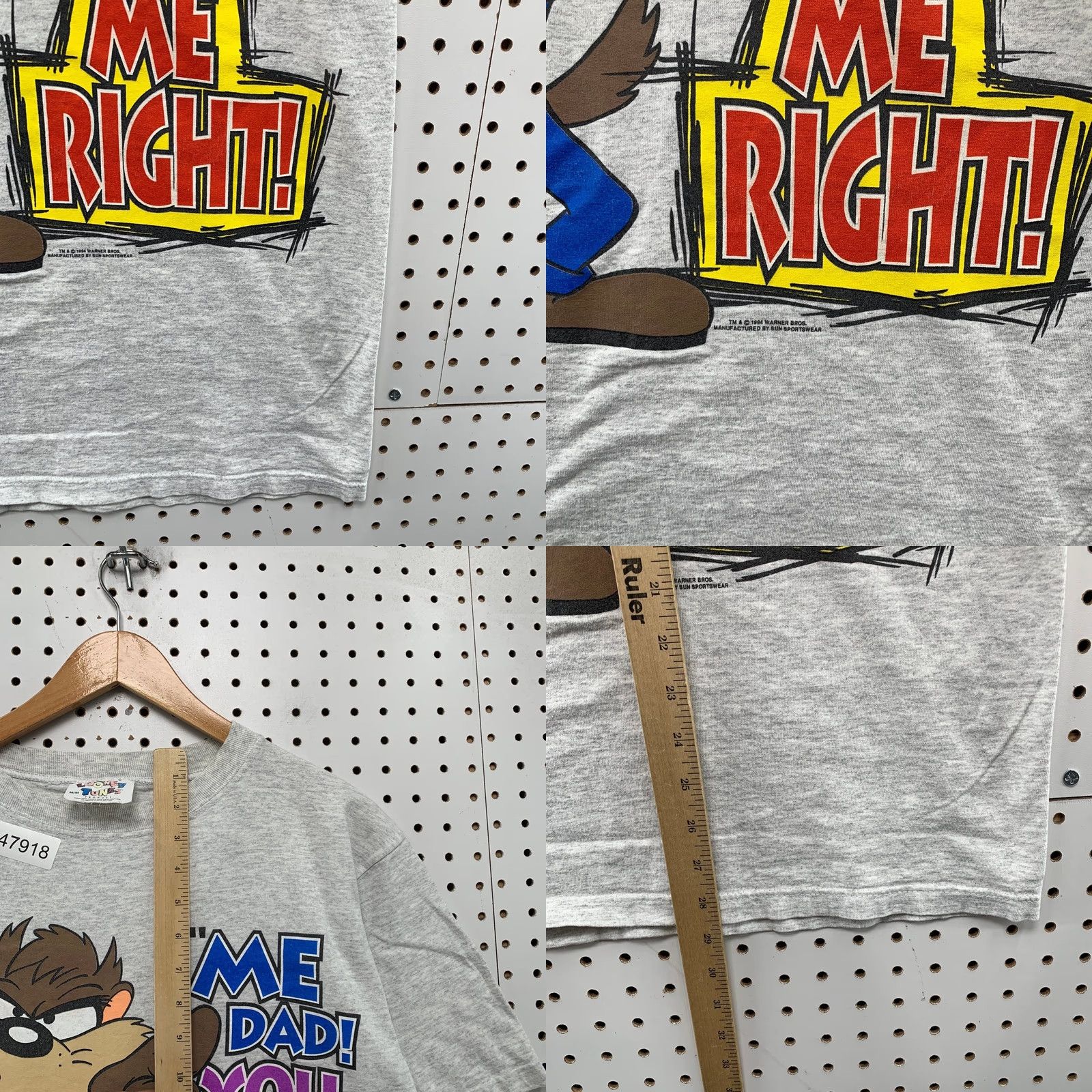 Vintage VINTAGE Looney Tunes TAZ Dad Funny T Shirt Mens M Gray 90s 1990s Single Stitch USA Mens Shirt Size US M / EU 48-50 / 2 - 8 Thumbnail