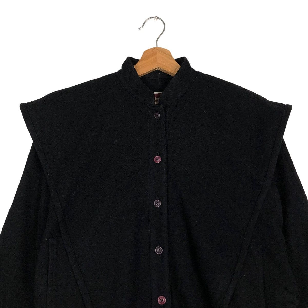 Issey Miyake 🔥Rich Black Wool Cropped Jacket Vintage 70’s Issey Miyake Size US M / EU 48-50 / 2 - 3 Thumbnail