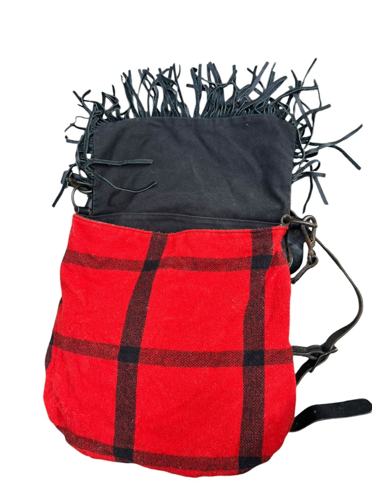 Leather Vintage Ralph Lauren Checks Wool Fringe Leather 2 Way Bag Size ONE SIZE - 18 Thumbnail