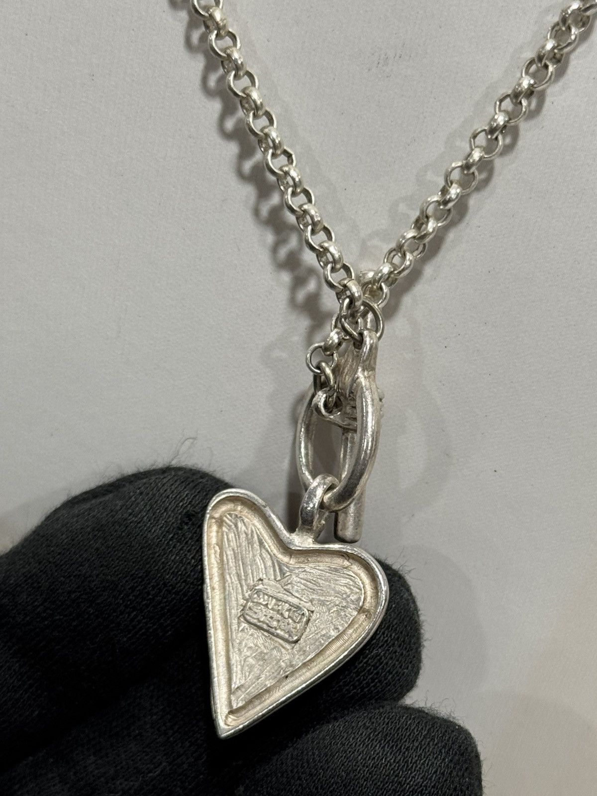 Sterling Silver Jackie Spector Sterling Silver Red Enamel Heart Necklace Size ONE SIZE - 6 Thumbnail