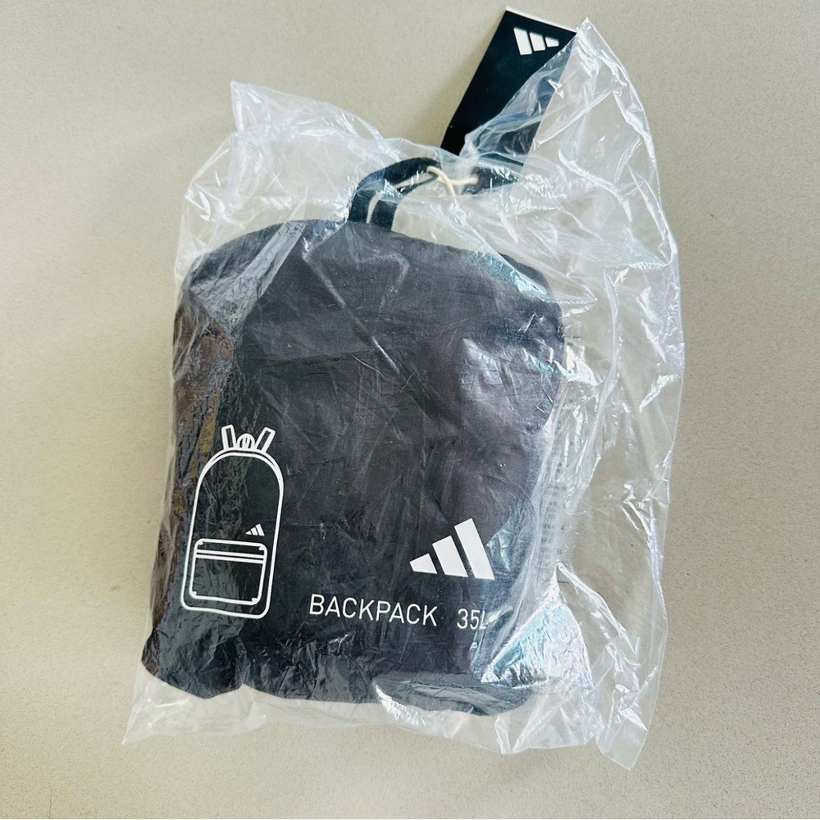 Adidas NEW ADIDAS Black White Packable Backpack Travel Pouch Bag Size ONE SIZE - 6 Thumbnail