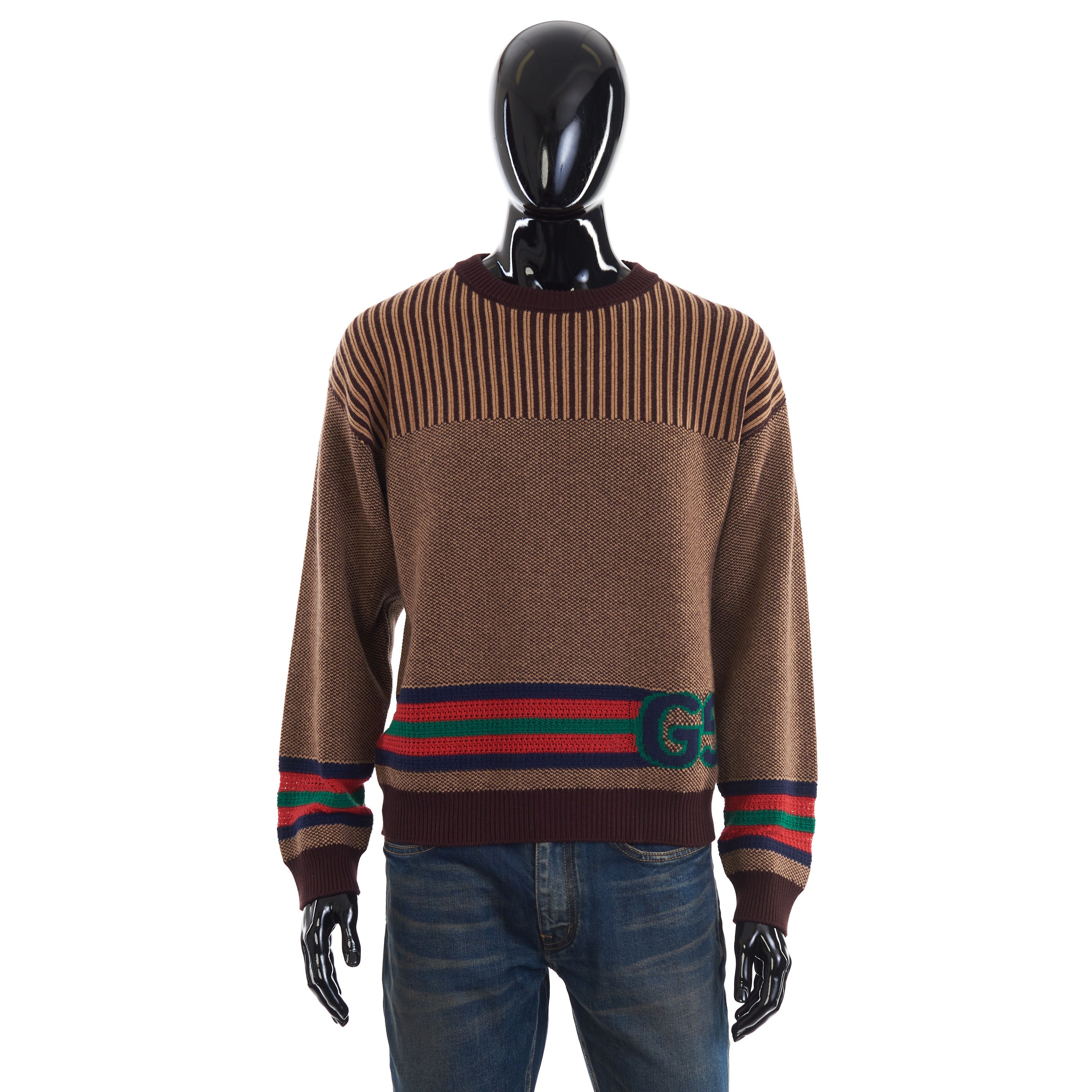 Gucci Cotton Wool Jumper With GG In Brown And Camel Size US S / EU 44-46 / 1 - 1 Thumbnail