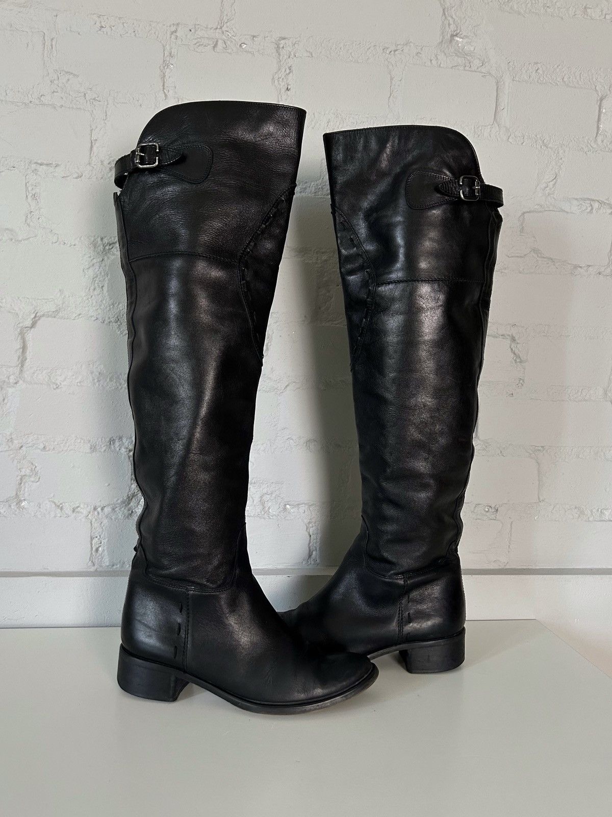 Vintage Vintage knee-high leather biker boots Size US 6 / IT 36 - 1 Thumbnail