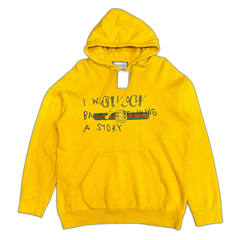 Gucci Yellow Graffiti Hoodie Size L-2506