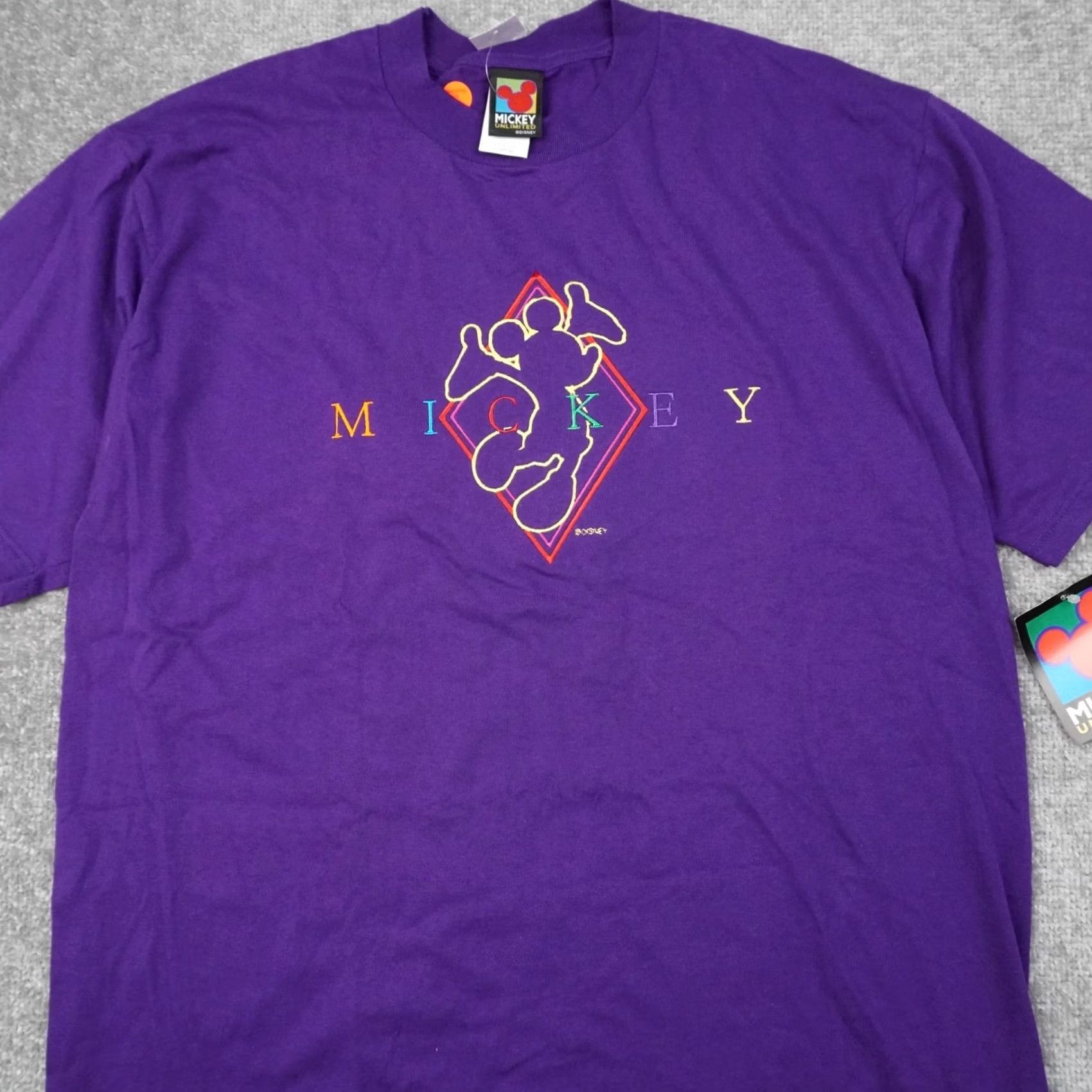 Disney Vintage Mickey Mouse Shirt Adult XL Purple S/S Embroidered Cotton Disney Men A41 Size US XL / EU 56 / 4 - 7 Thumbnail