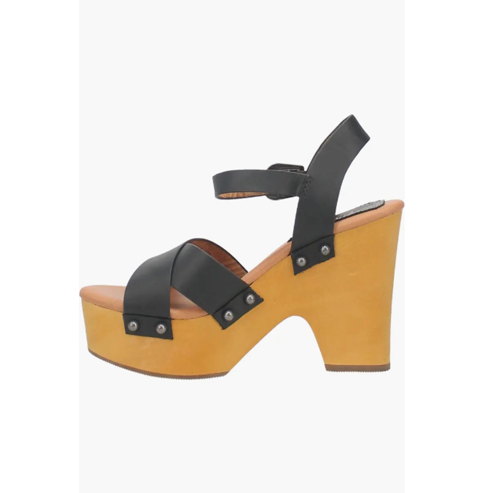 Dingo1969 DINGO - RETRO 70'S WOODSTOCK BLACK STRAP PLATFORM SANDALS Size US 7.5 / IT 37.5 - 3 Thumbnail