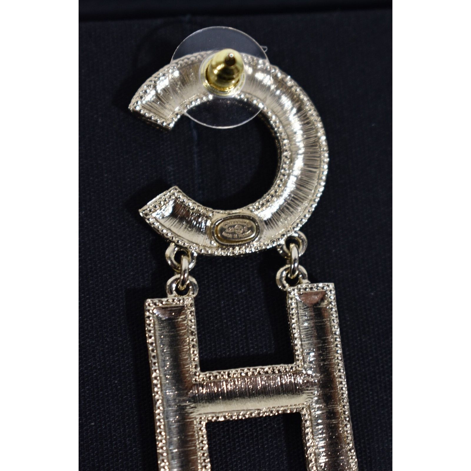 Chanel Chanel Gold Letter Logo Large Dangle Drop Statement Earrings Size ONE SIZE - 11 Thumbnail