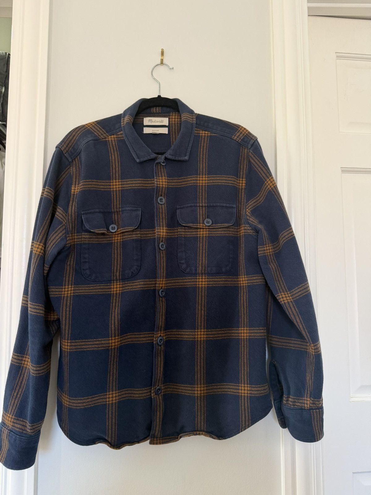 Madewell Madewell Heavy Flannel Overshirt Navy Brown Workwear Jacket Size US M / EU 48-50 / 2 - 1 Thumbnail