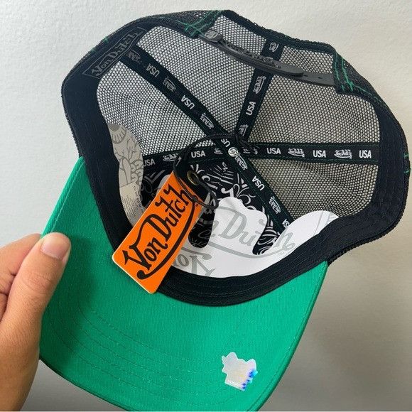 Von Dutch NWT VON DUTCH GREEN, BLACK & WHITE TRUCKER HAT Size ONE SIZE - 7 Thumbnail