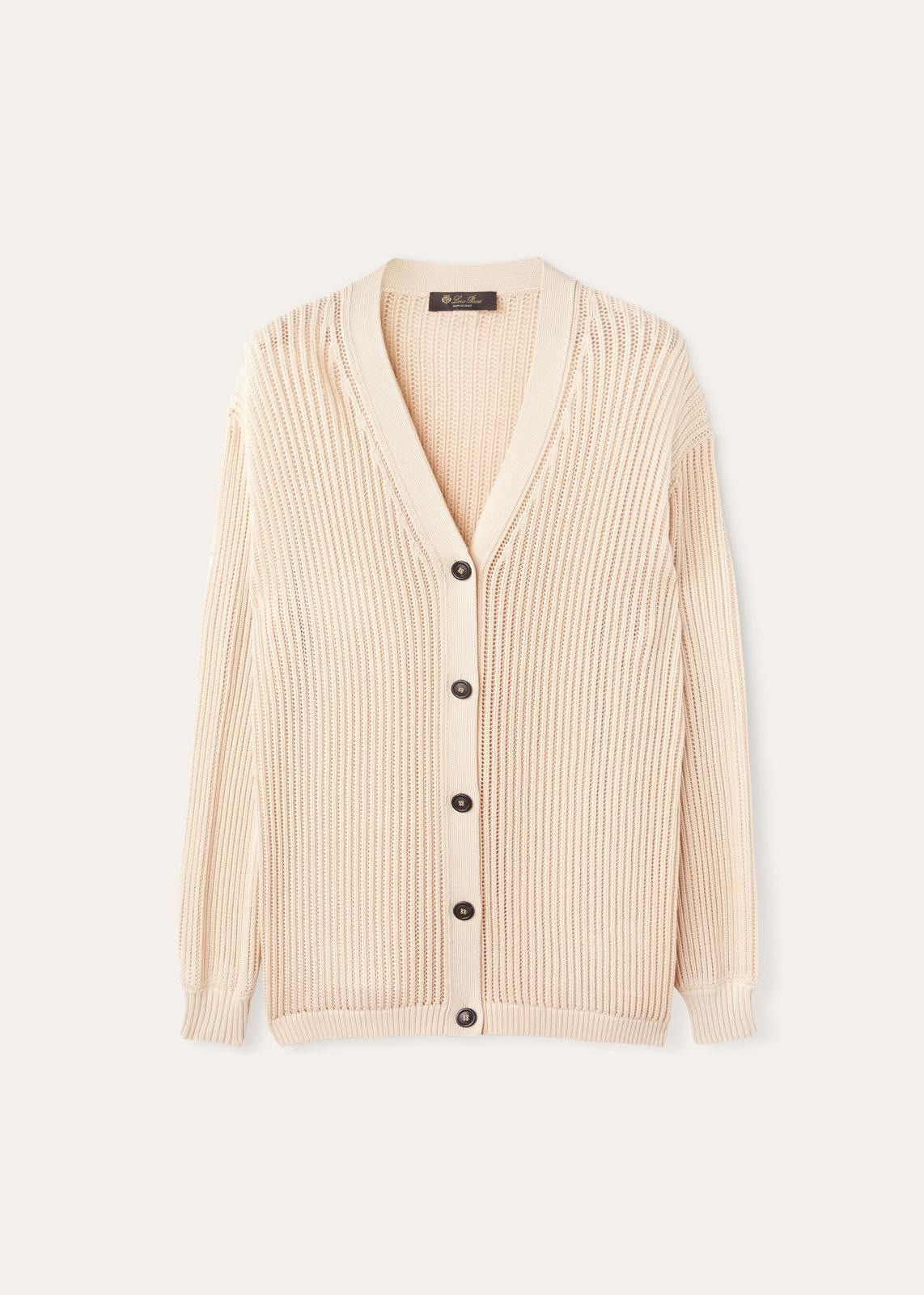 Loro Piana o1srvl11e0125 FAN6261 Ikeda Cardigan in Cream Size L / US 10 / IT 46 - 1 Thumbnail
