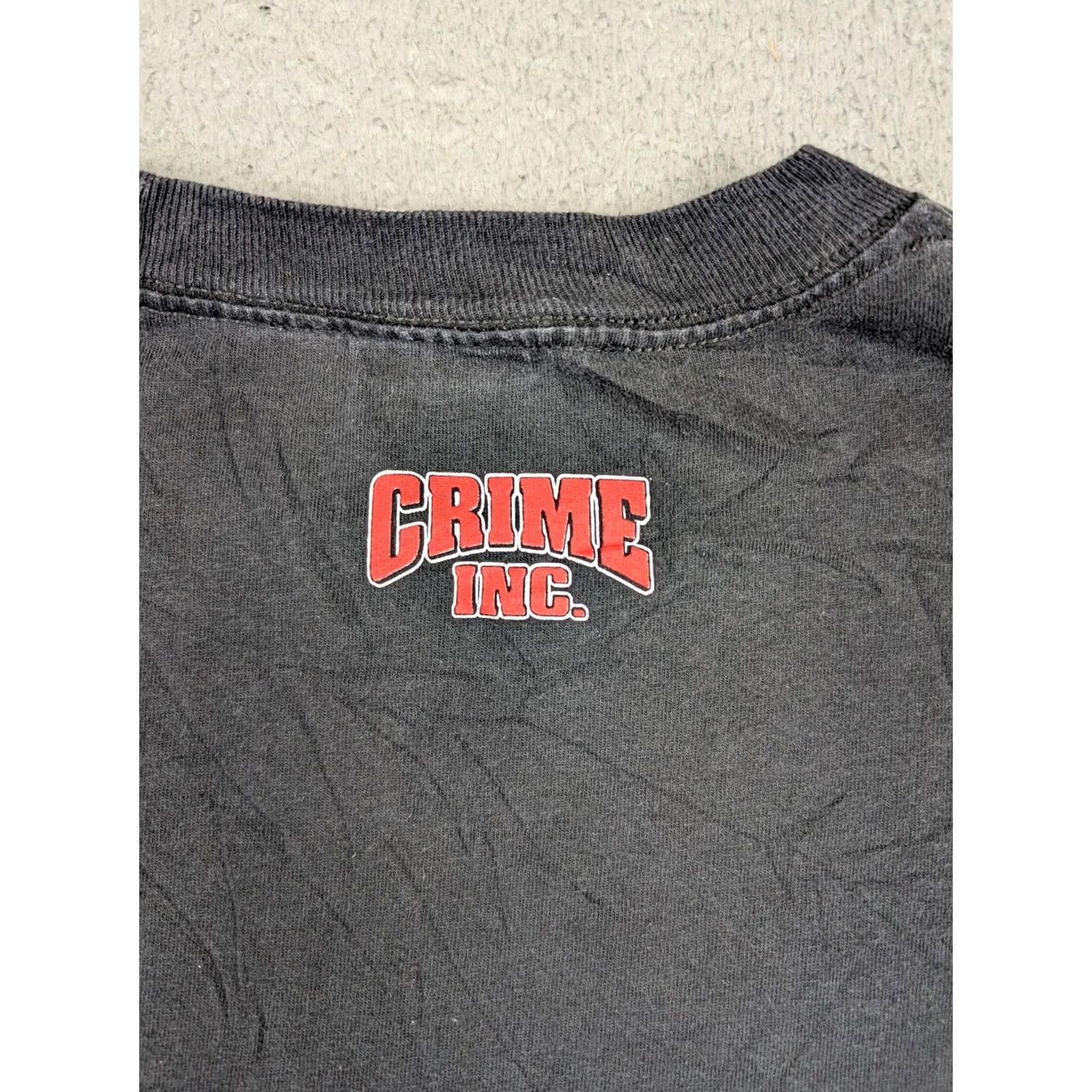 Vintage VINTAGE Crime Inc Shirt Mens Large Black Graphic 90s Cotton Made USA Short Sleeve Crew Neck Mens Size US L / EU 52-54 / 3 - 7 Thumbnail