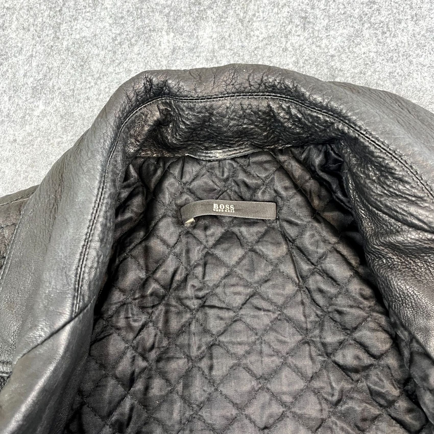 Hugo Boss HUGO BOSS Womens Leather Jacket Short Biker Black 6 Leather Lamb Regular Zip Pockets Vintage No Size M / US 6-8 / IT 42-44 - 4 Thumbnail