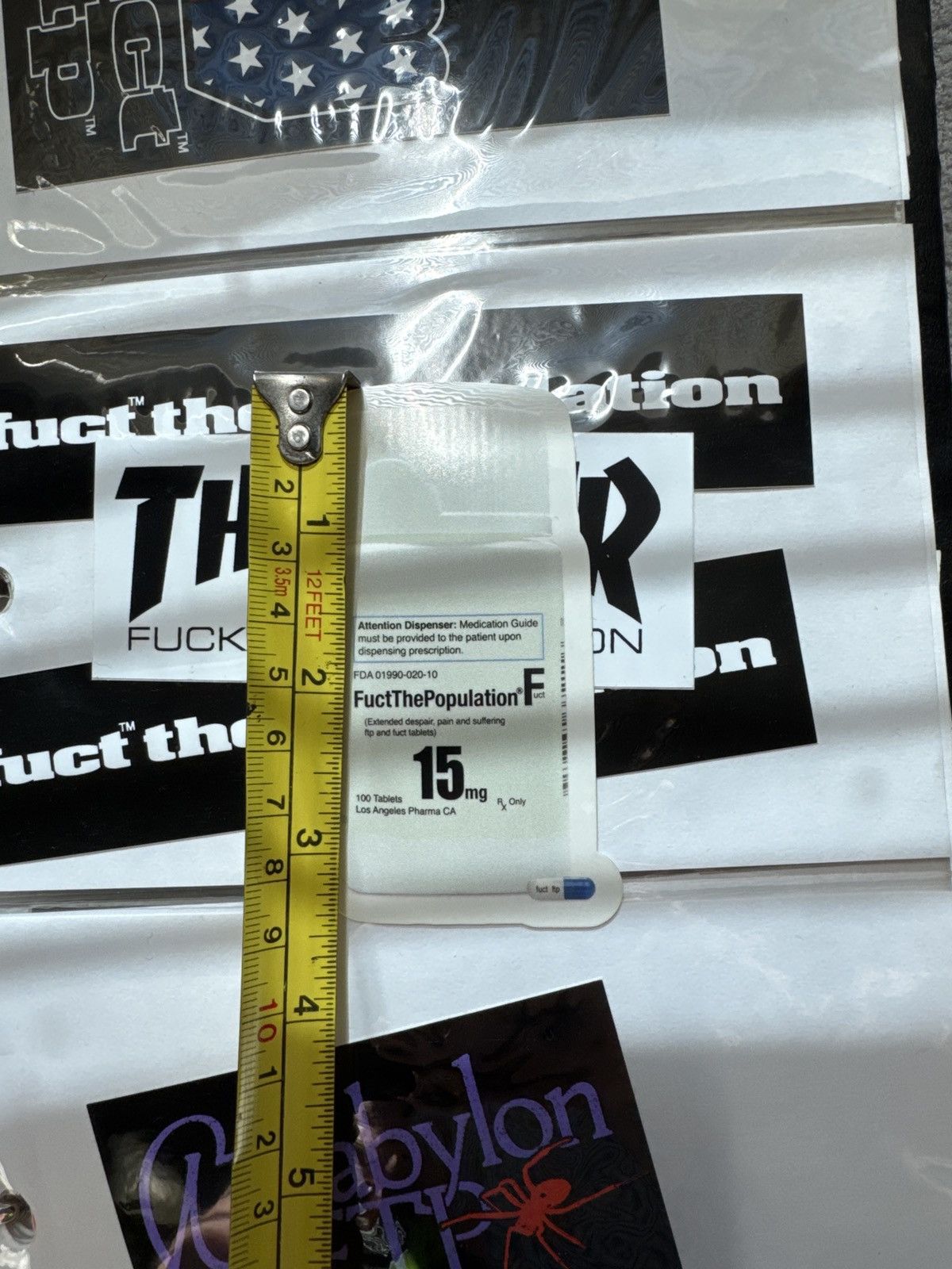 Fuck The Population FTP x FUCT Pill Bottle Sticker RX Prescription Size ONE SIZE - 3 Thumbnail