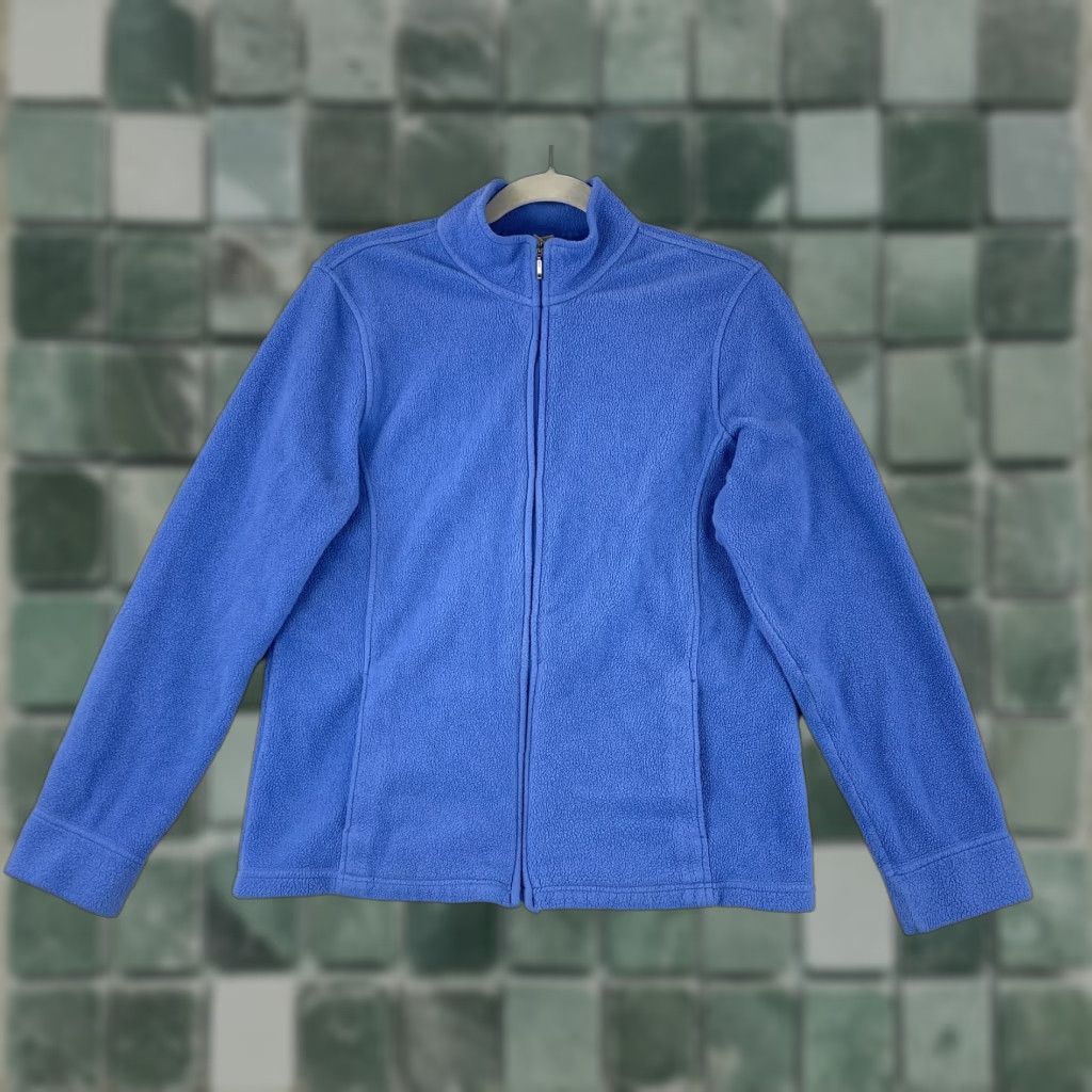 Vintage L.L. Bean Blue Fleece Full Zip Sweater Womens Long Sleeve Mock Neck Size Medium Regular Size M / US 6-8 / IT 42-44 - 1 Thumbnail