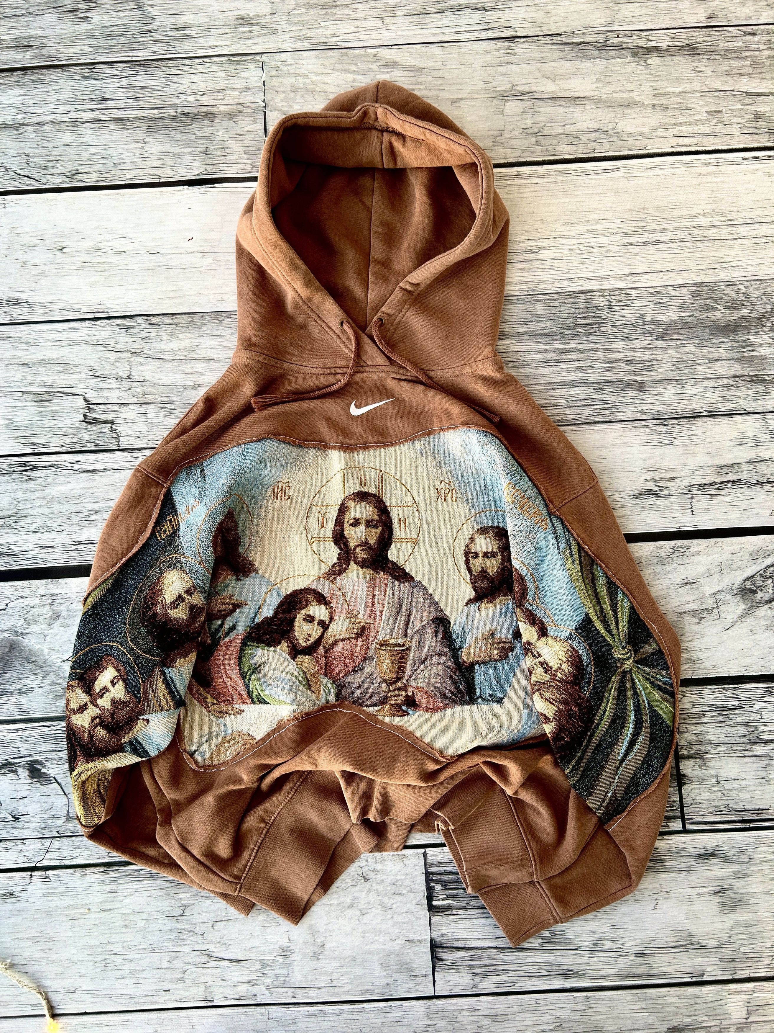 Nike Vintage Japanese Jesus Nike Big Logo Centre Hoodie 90s Size US M / EU 48-50 / 2 - 4 Thumbnail
