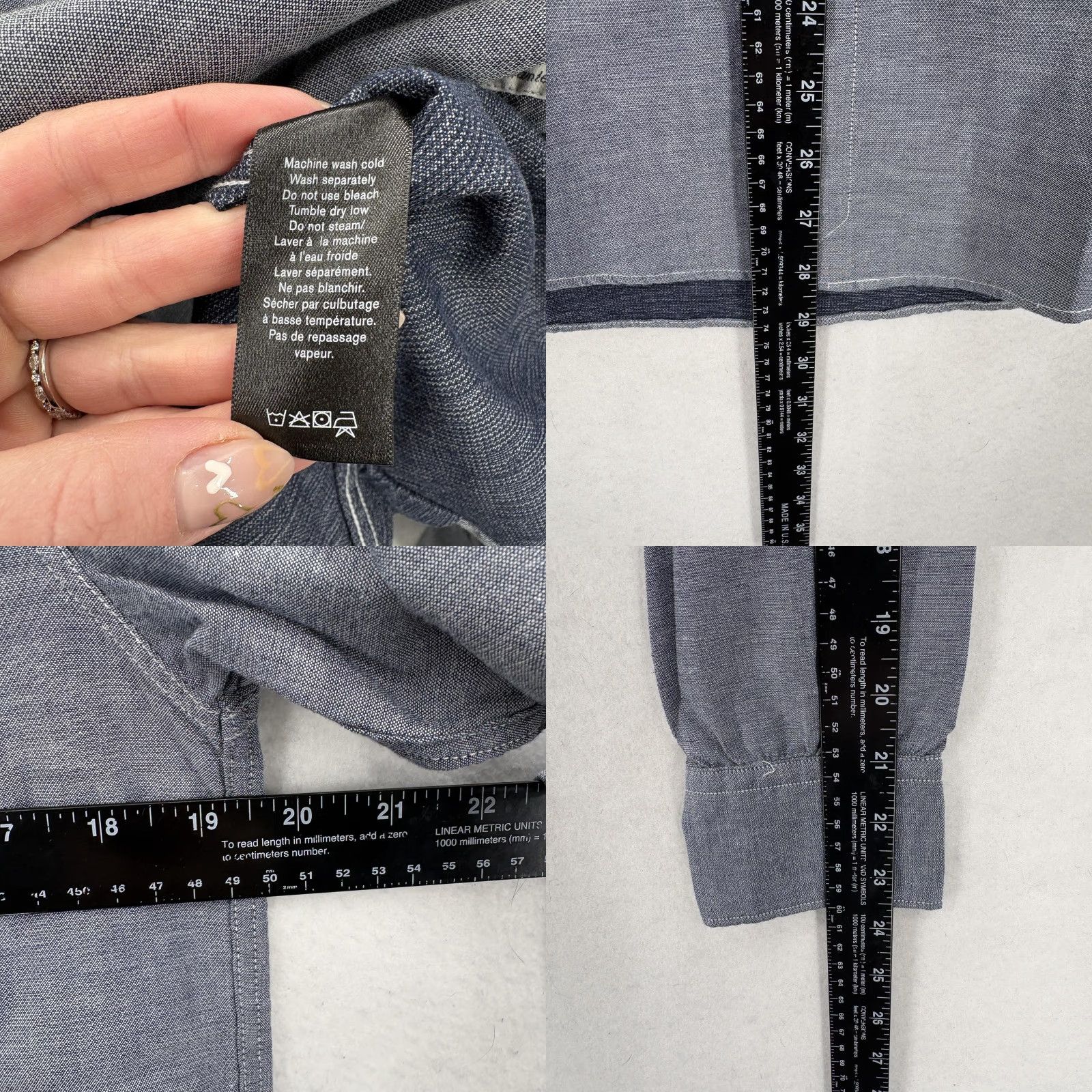 Rag & Bone VINTAGE only if applicable — Rag & Bone Shirt Mens XS Blue Chambray Classic Fit Long Sleeve Button Casual Size US XS / EU 42 / 0 - 8 Thumbnail
