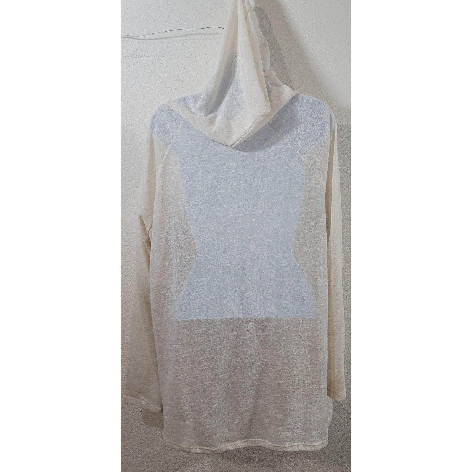 Other New Directions Beige Lace Overlay Slub Knit Hoodie Top XL Size XL / US 12-14 / IT 48-50 - 3 Thumbnail