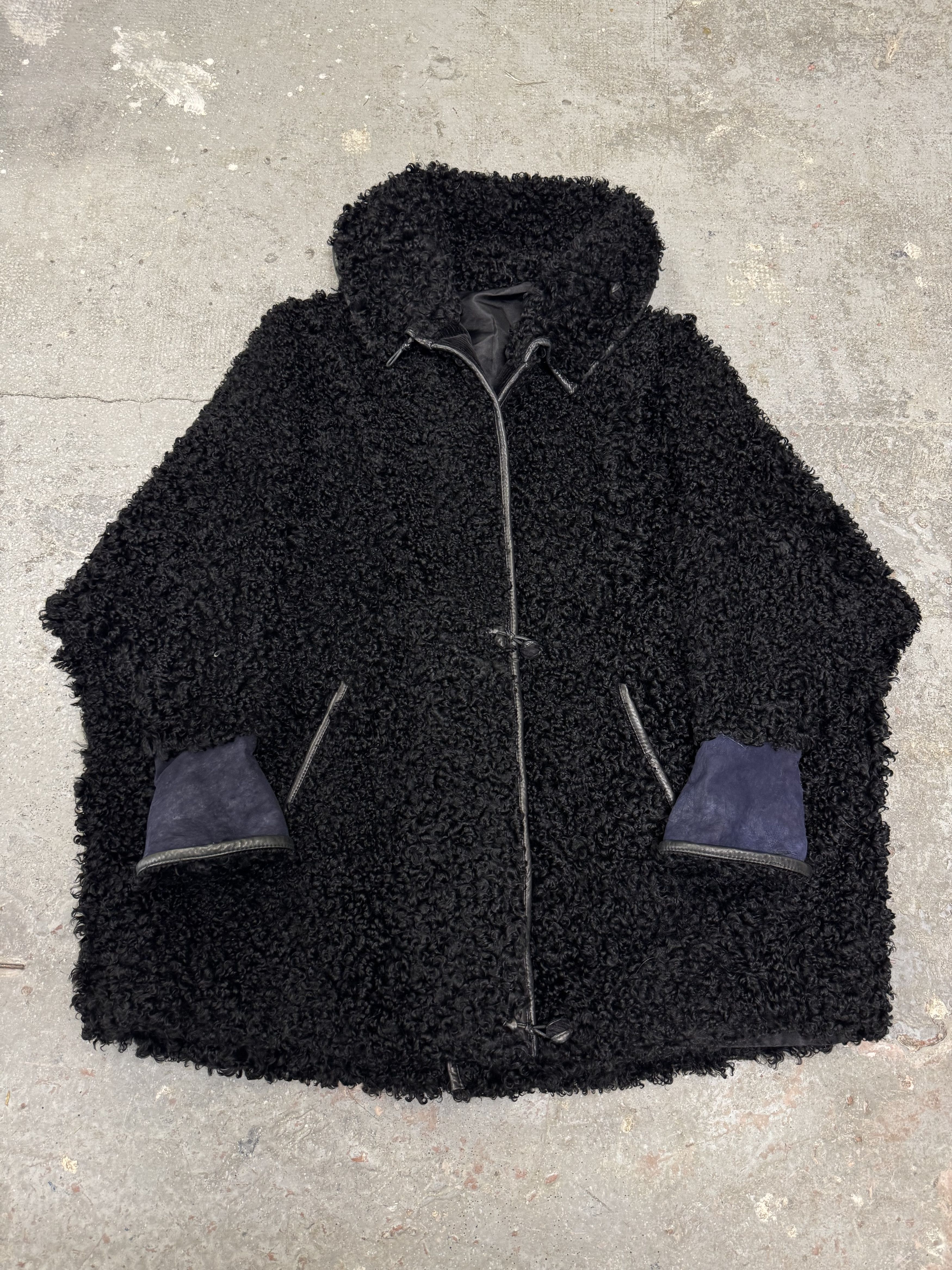 Versace × Vintage 1980s Gianni Versace Black Astrakhan Fur Long Jacket Size US S / EU 44-46 / 1 - 1 Thumbnail