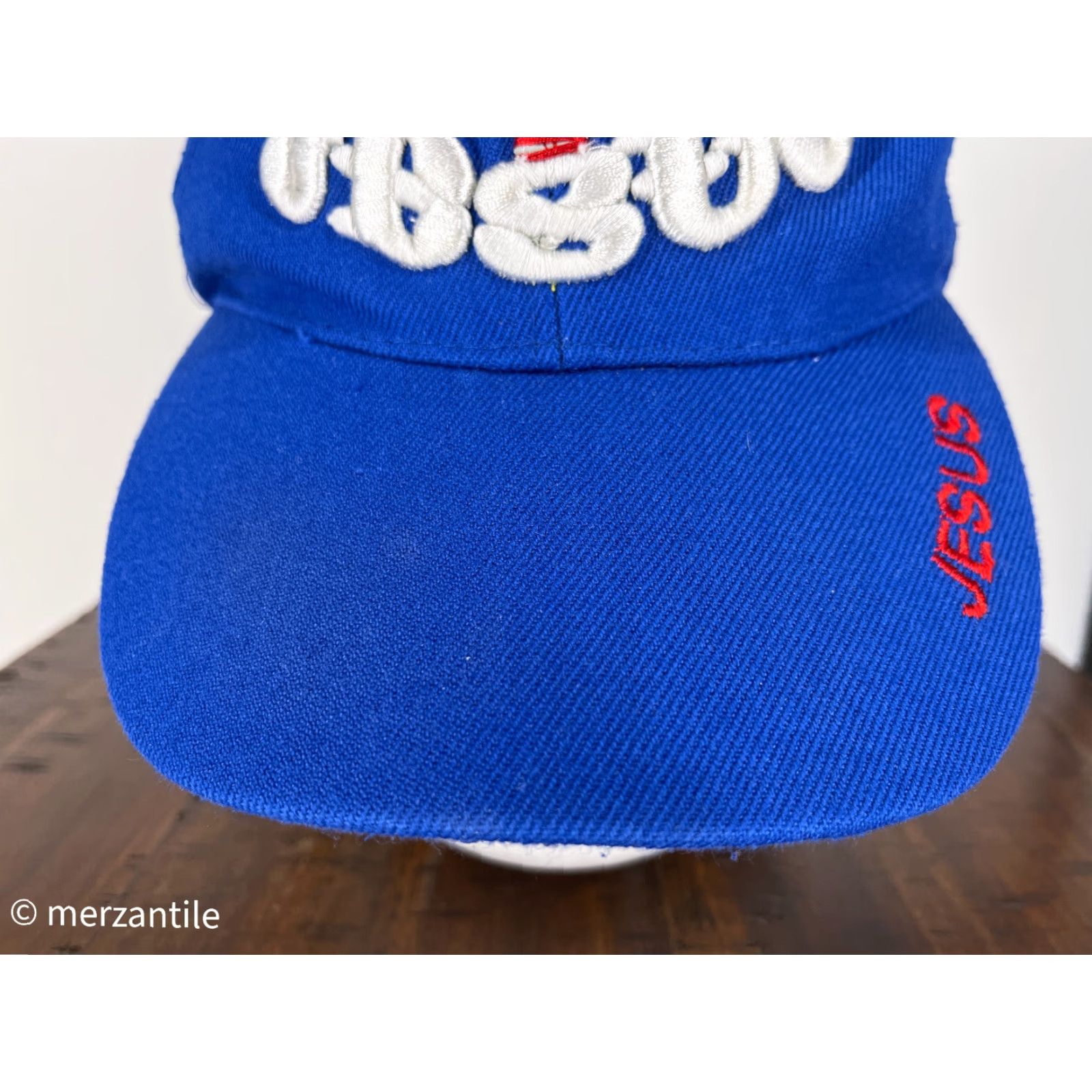 Vintage Jesus Baseball Cap Hat Adult One Size Blue Solid Cross Religious Mens Size ONE SIZE - 3 Thumbnail