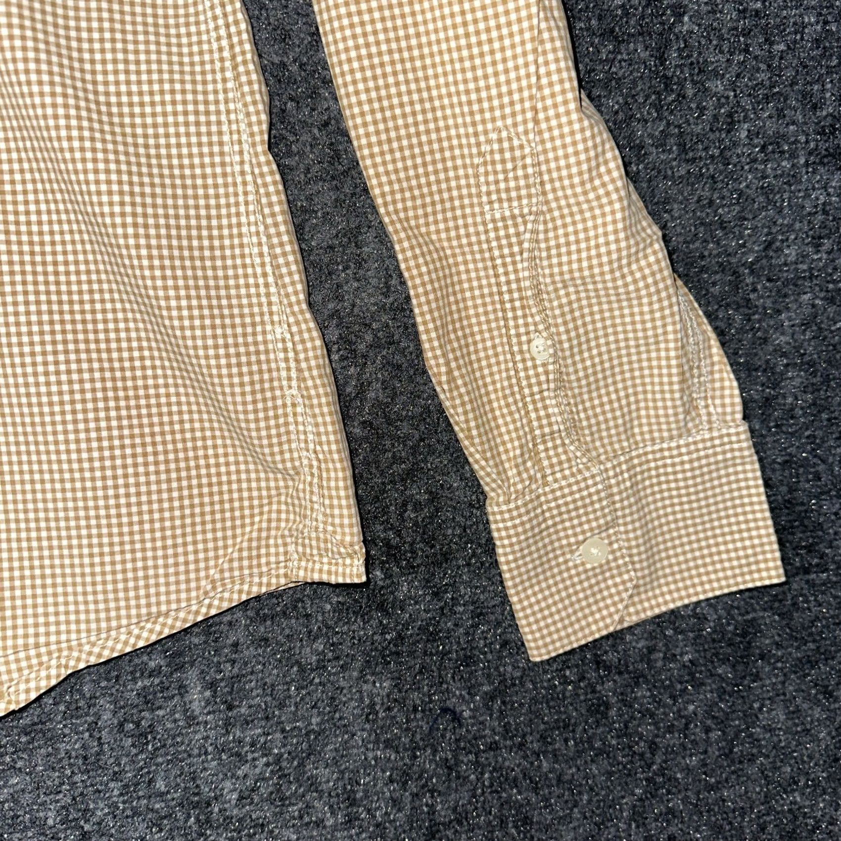Levi's VINTAGE Levis Shirt Mens L Tan Gingham Check Cotton Long Sleeve Button Up Pocket Size US L / EU 52-54 / 3 - 3 Thumbnail